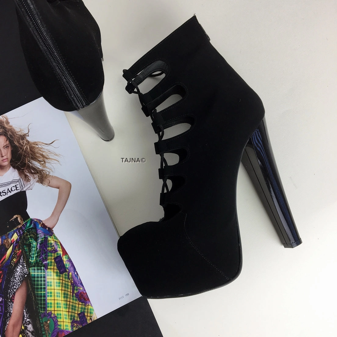 Gladiator Black Lace Up Cage Boots