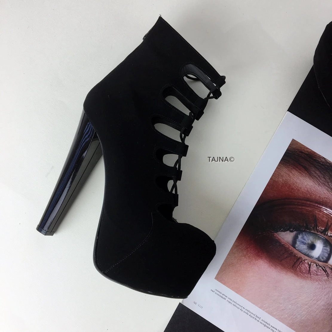 Gladiator Black Lace Up Cage Boots