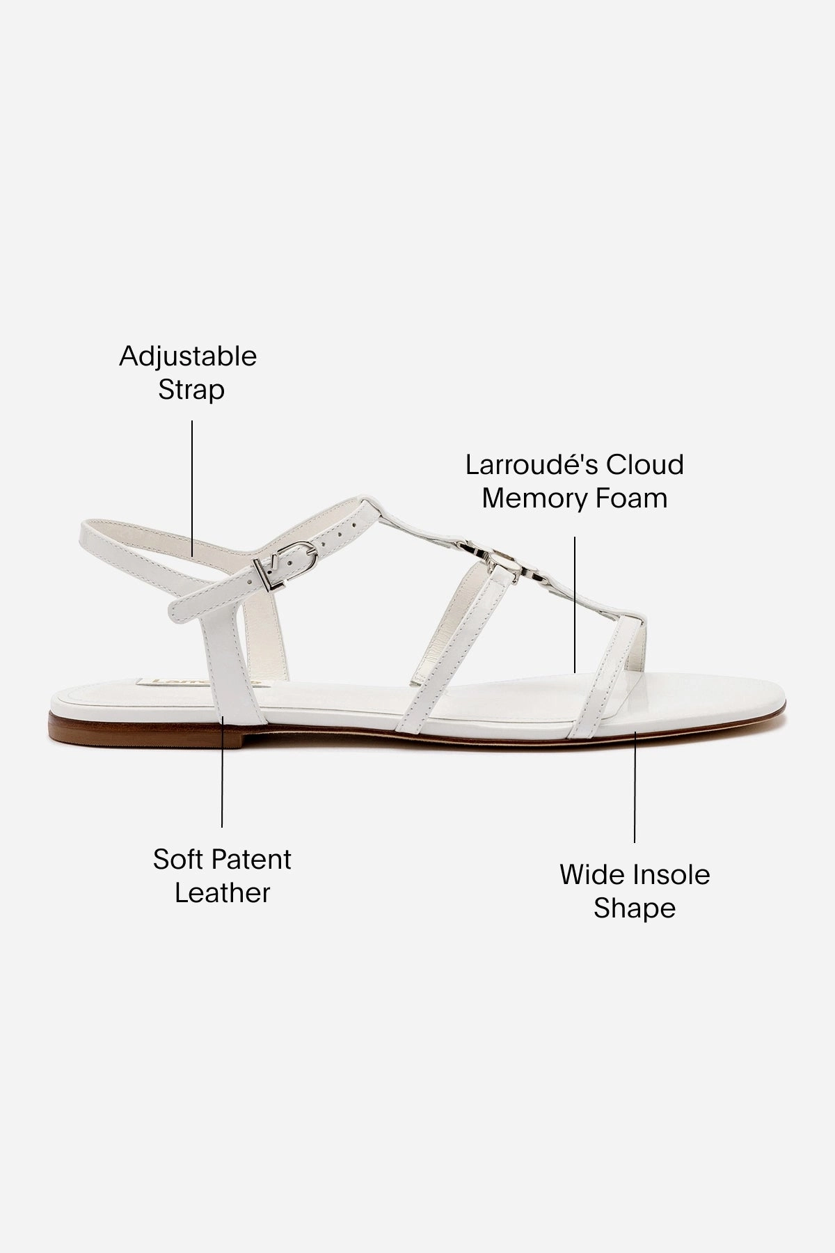 Hana Flat In White Patent Leather