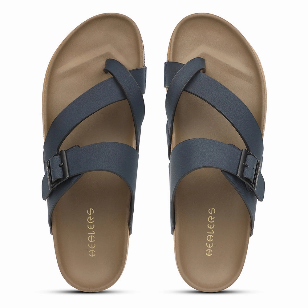 Healers Navy Blue Casual Slipper For Men AOL-6 By Liberty