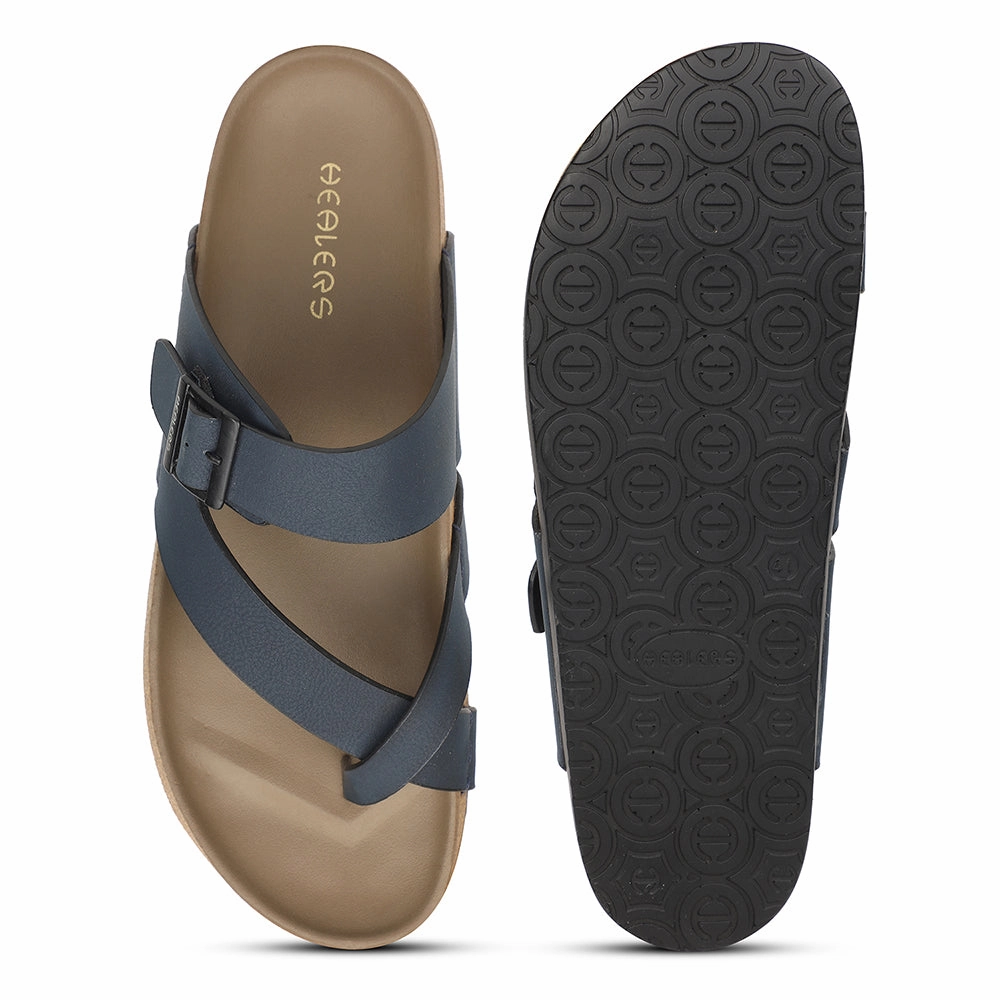 Healers Navy Blue Casual Slipper For Men AOL-6 By Liberty