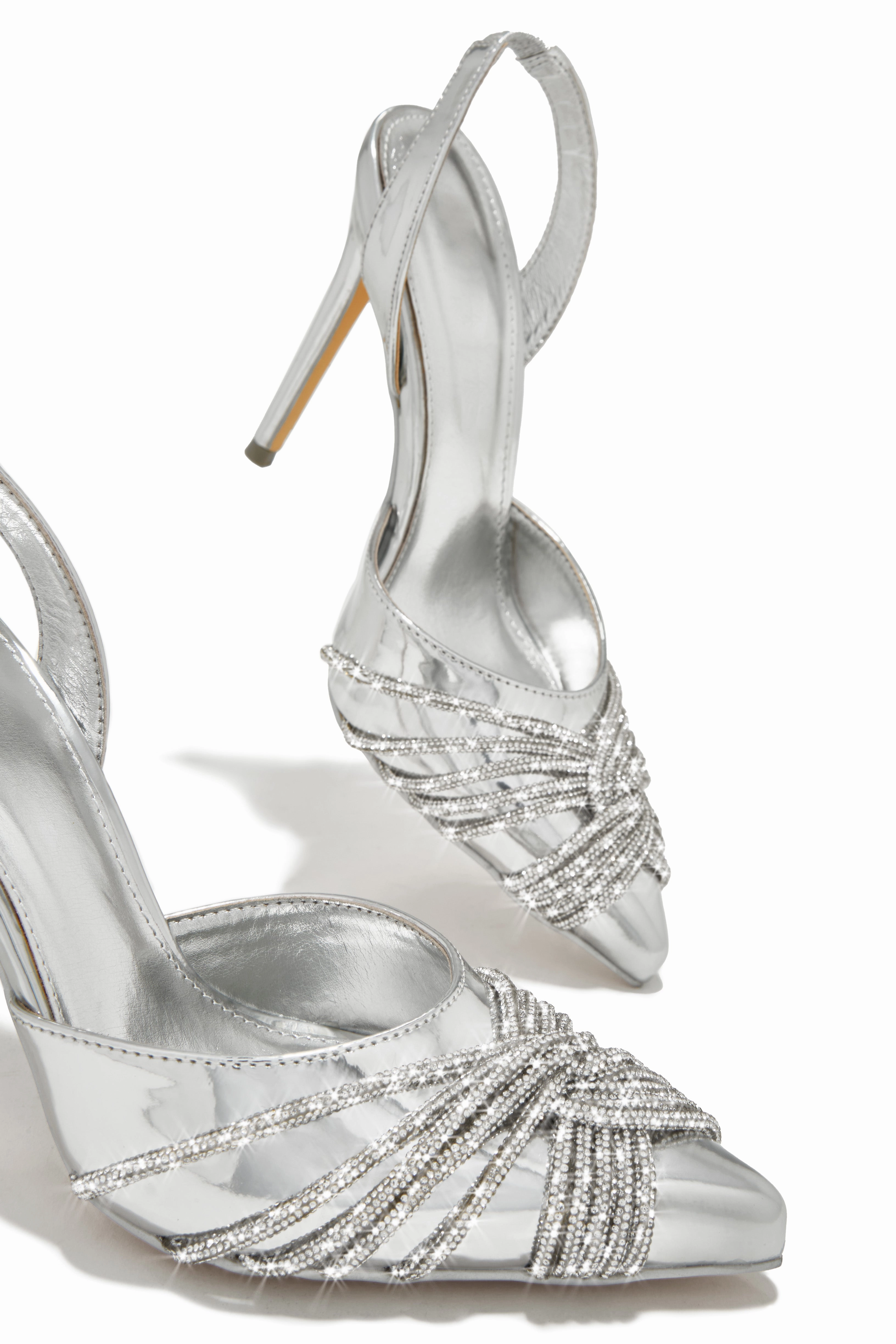 Her World Embellished High Heel Pumps - Silver