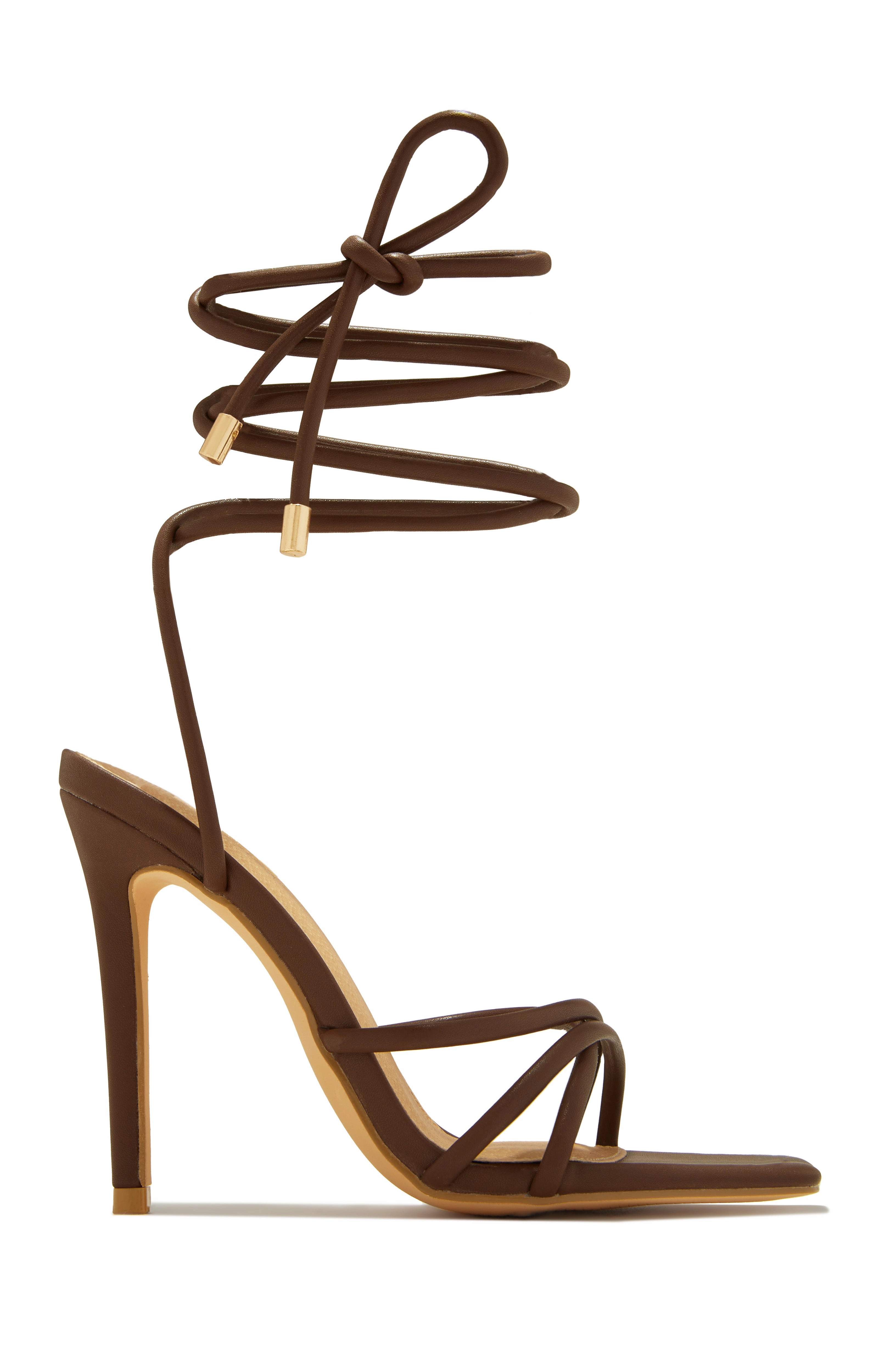 Holly Lace Up Strappy Heels - White