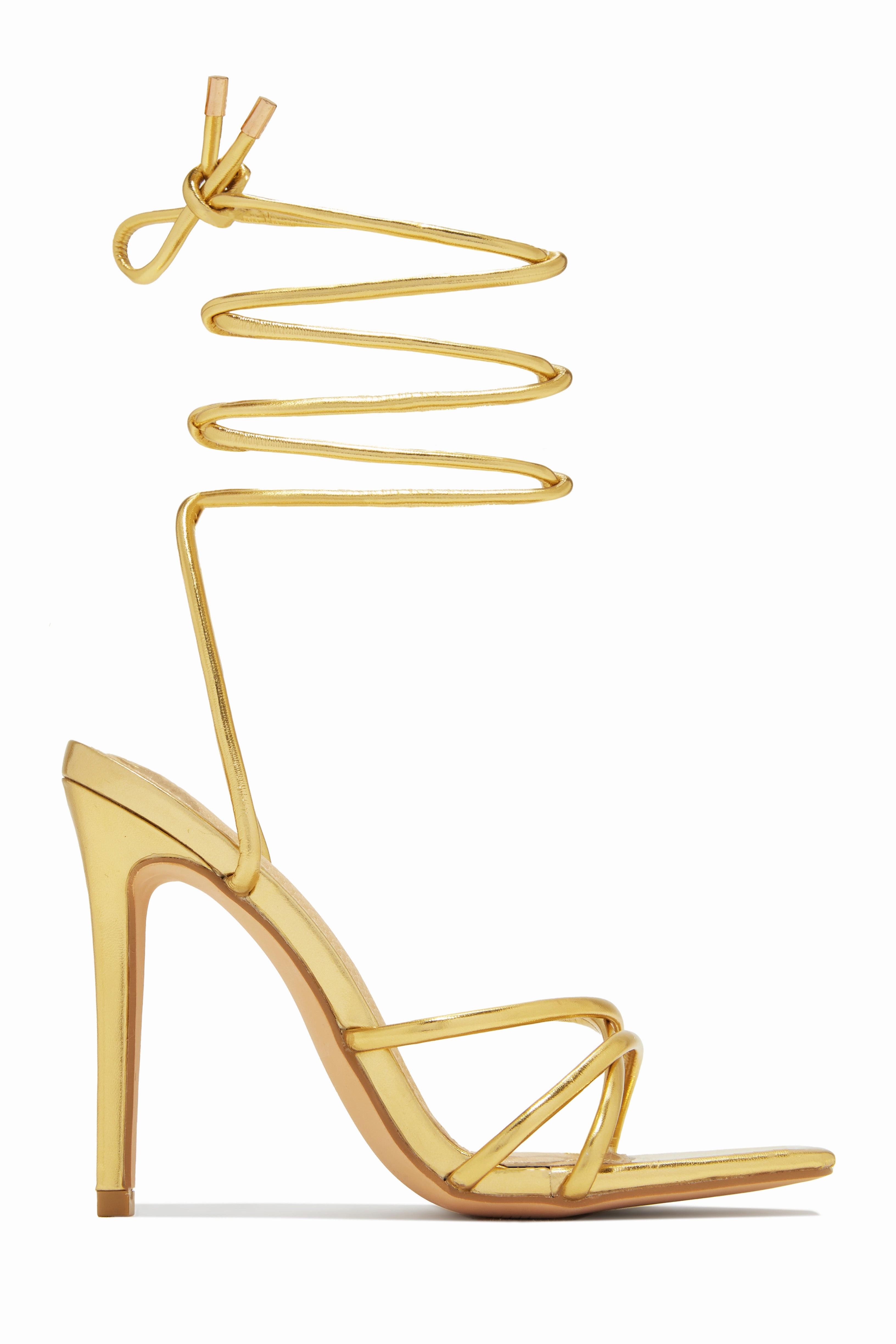 Holly Lace Up Strappy Heels - White