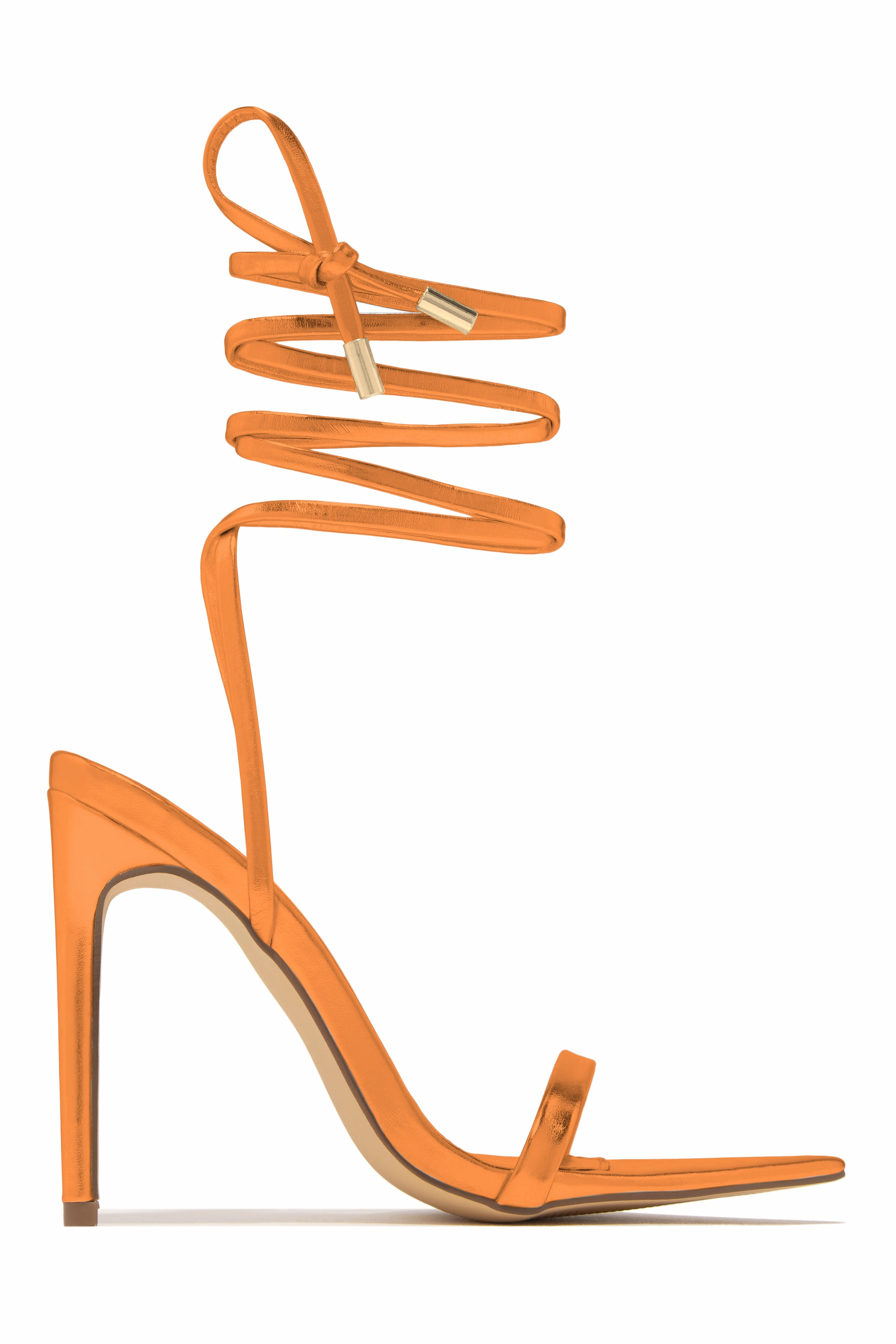 Into The Night Lace Up High Heels - Gold