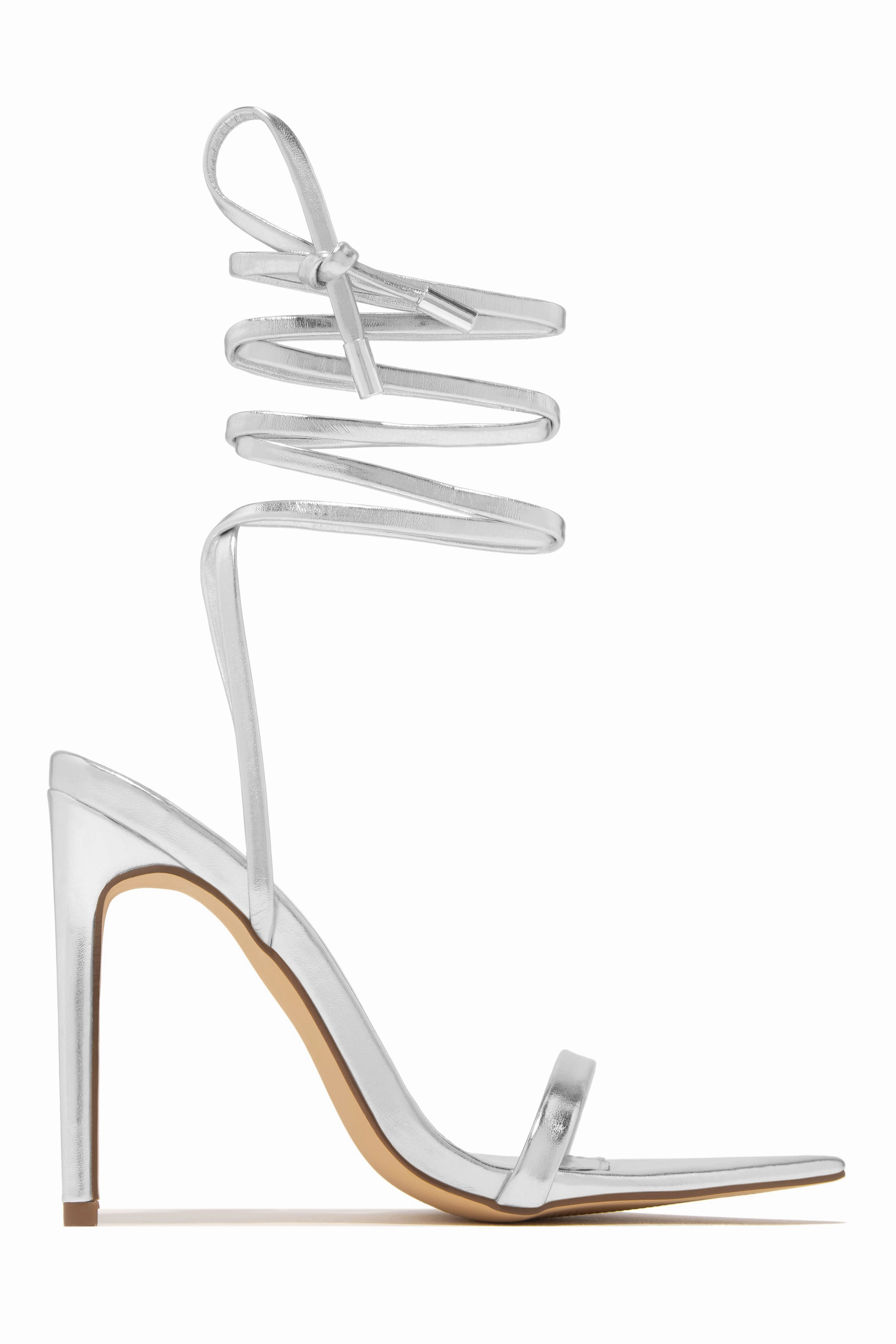 Into The Night Lace Up High Heels - Gold