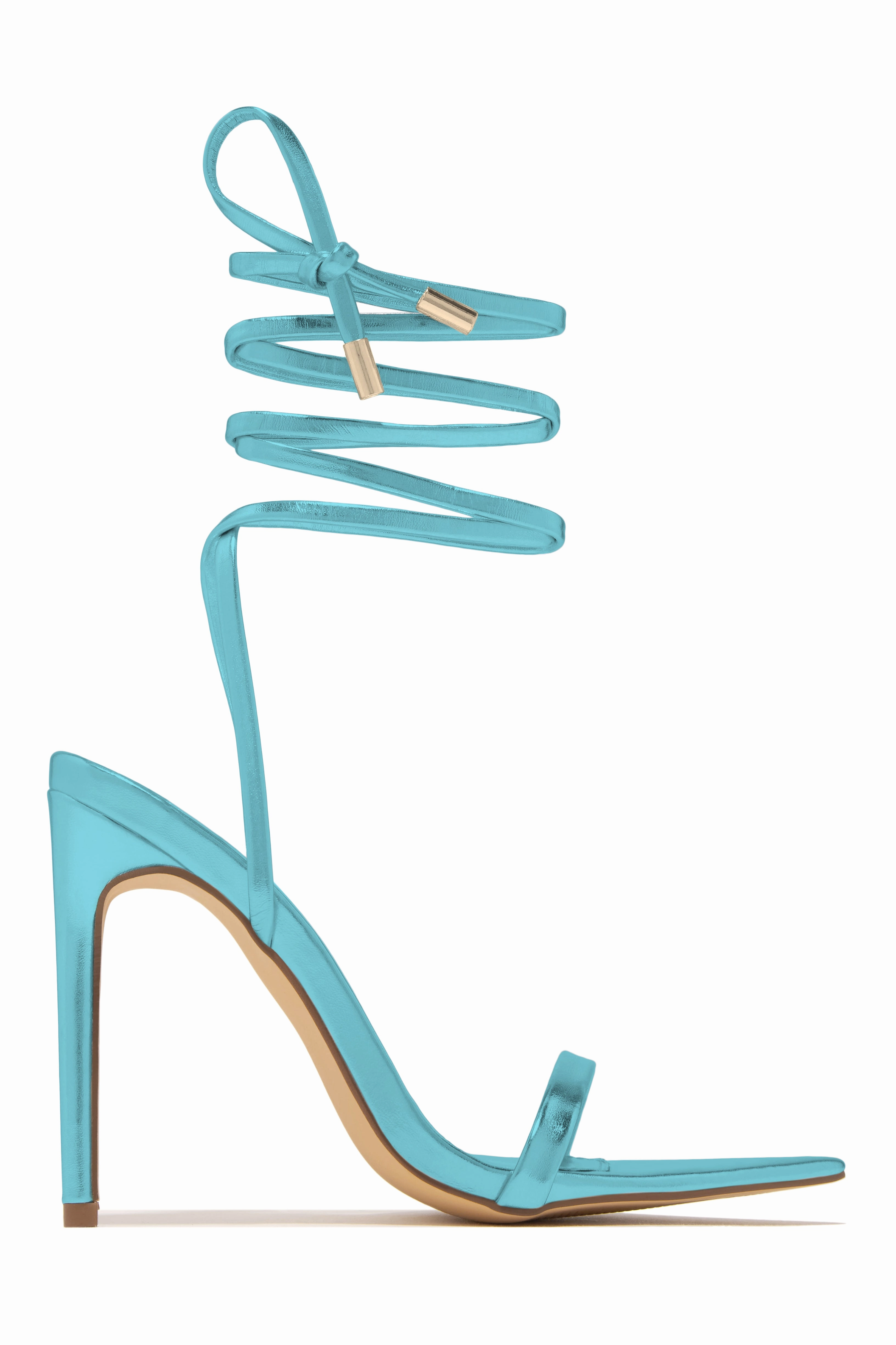 Into The Night Lace Up High Heels - Gold