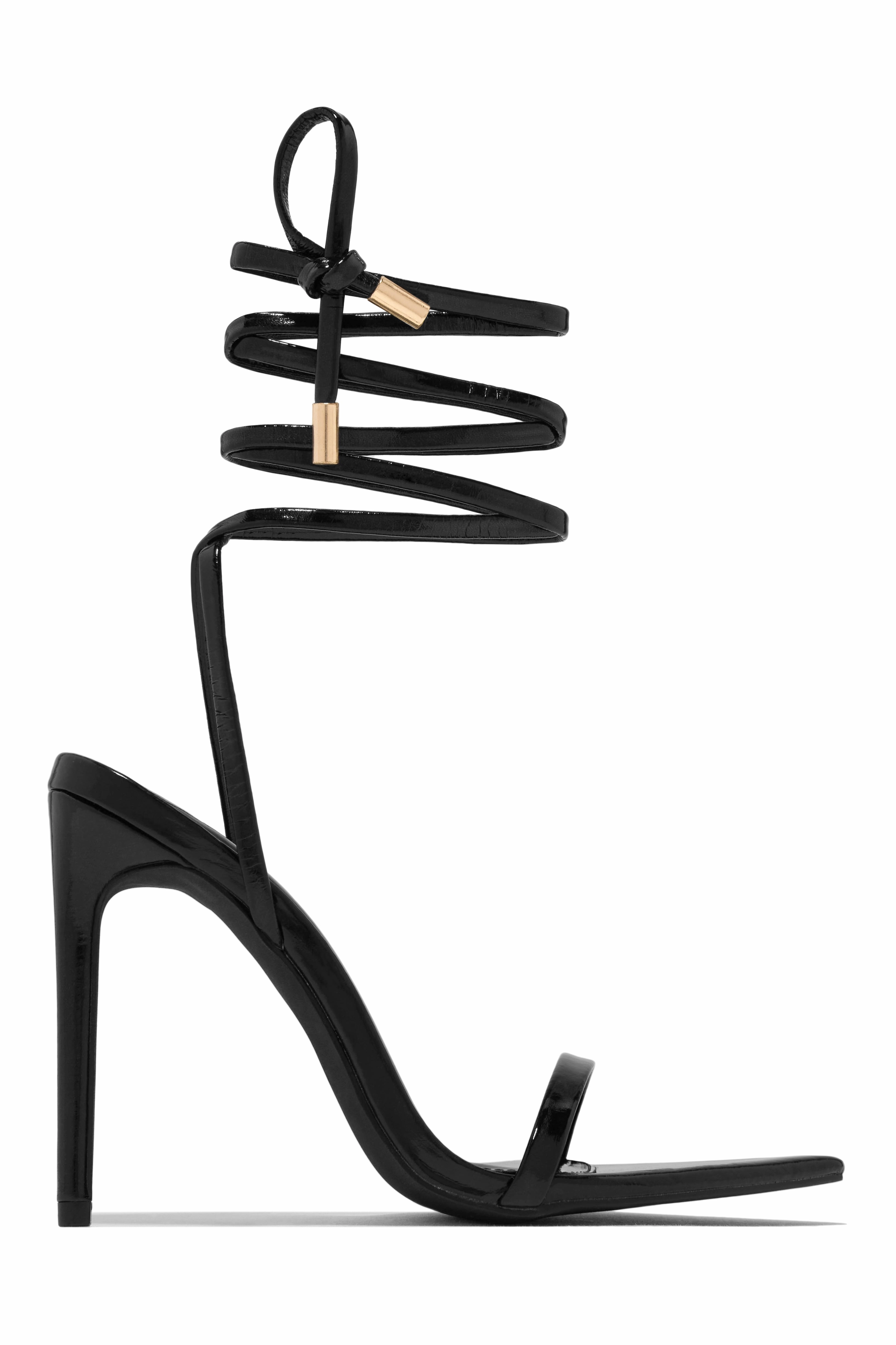 Into The Night Lace Up High Heels - Gold