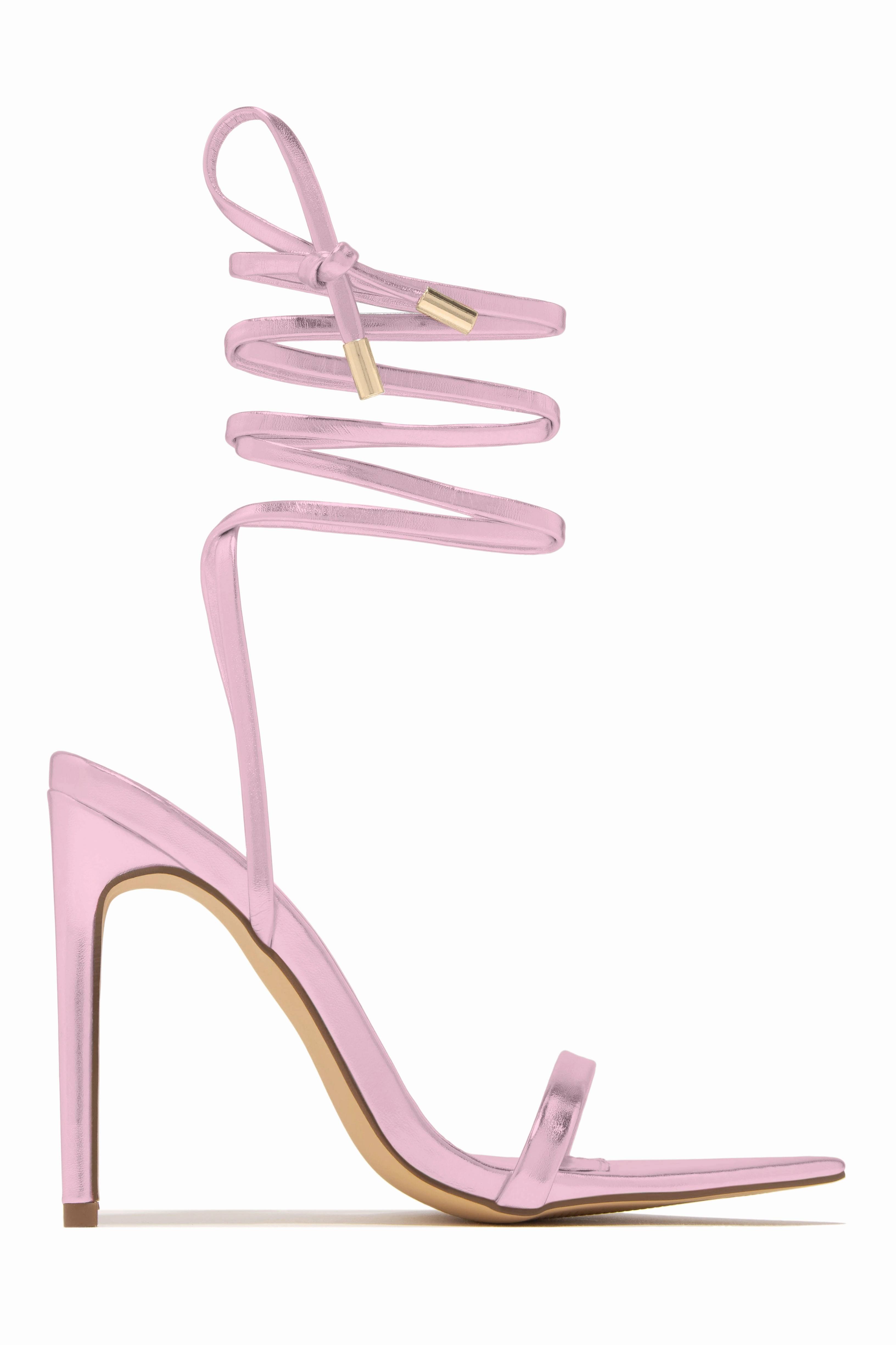 Into The Night Lace Up High Heels - Gold