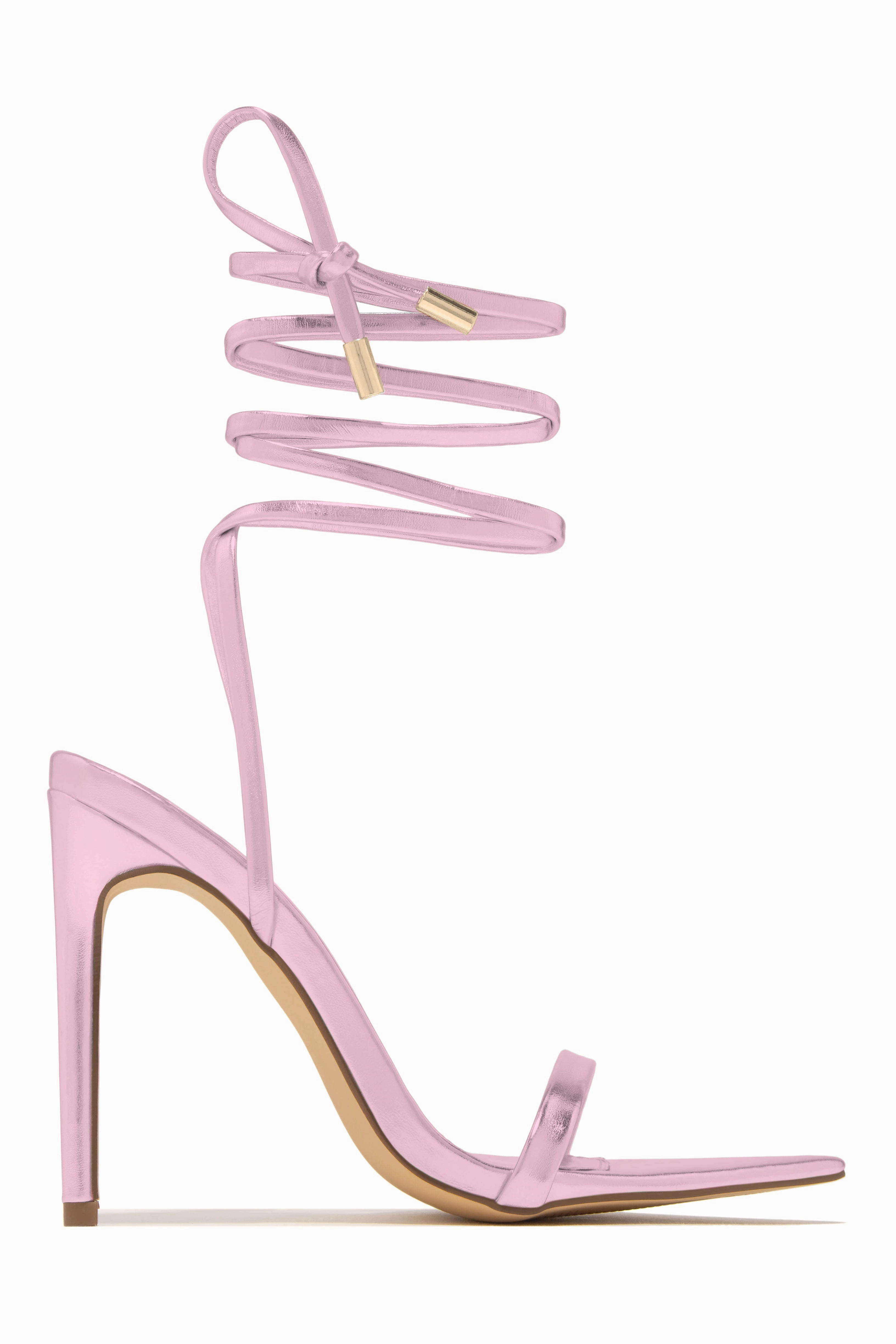 Into The Night Lace Up High Heels - Silver