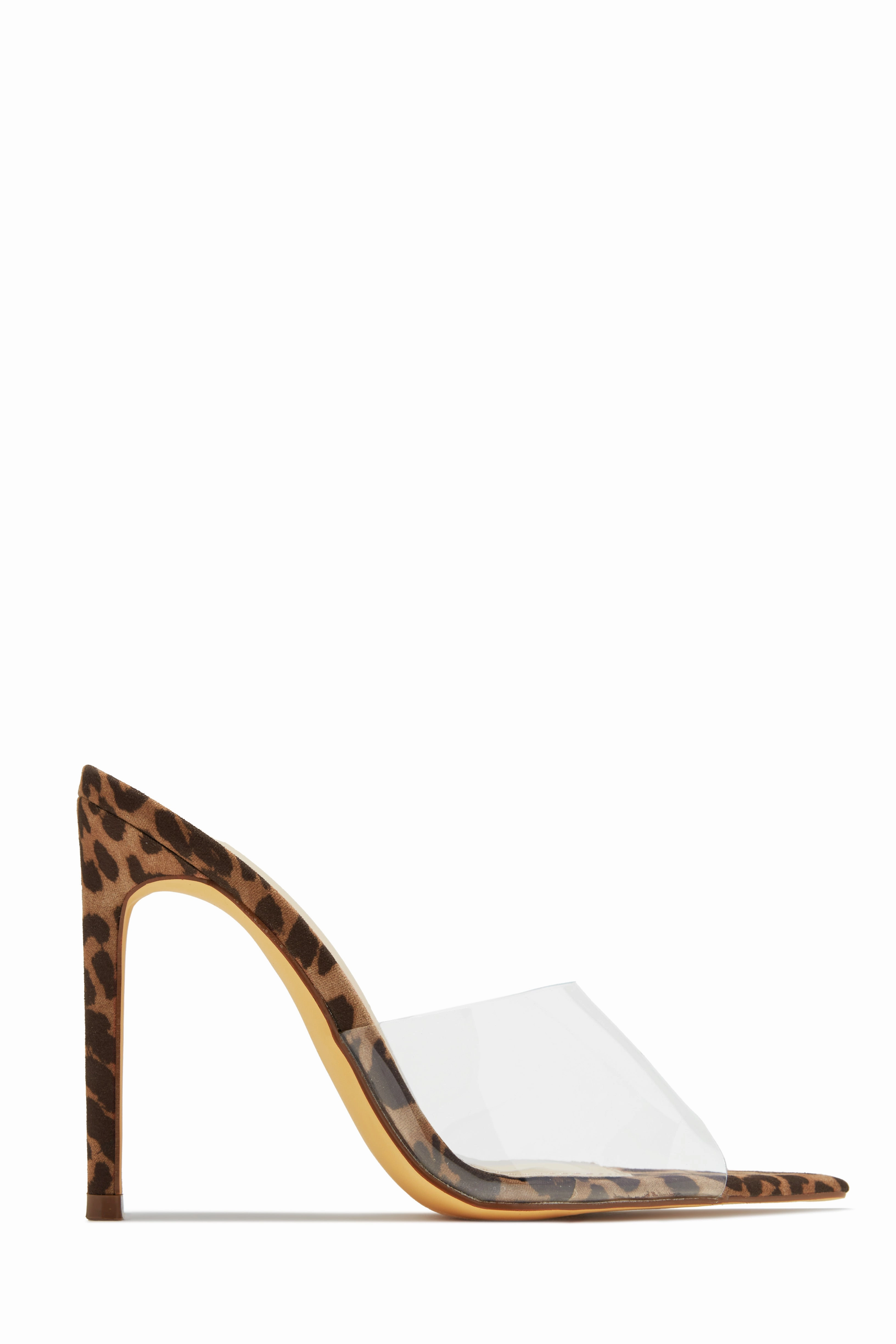 Ionic Clear Strap High Heel Mules - Leopard