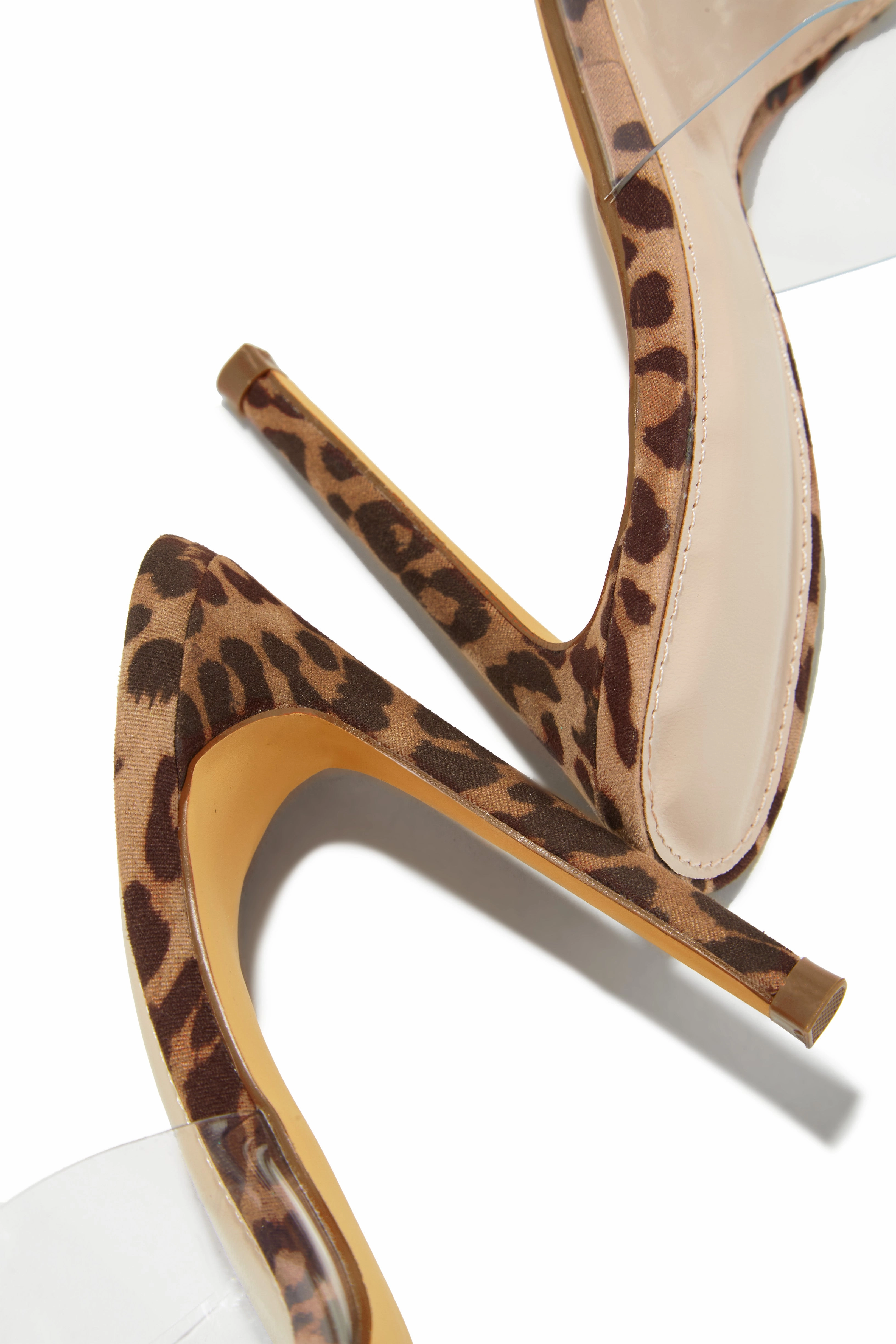Ionic Clear Strap High Heel Mules - Leopard