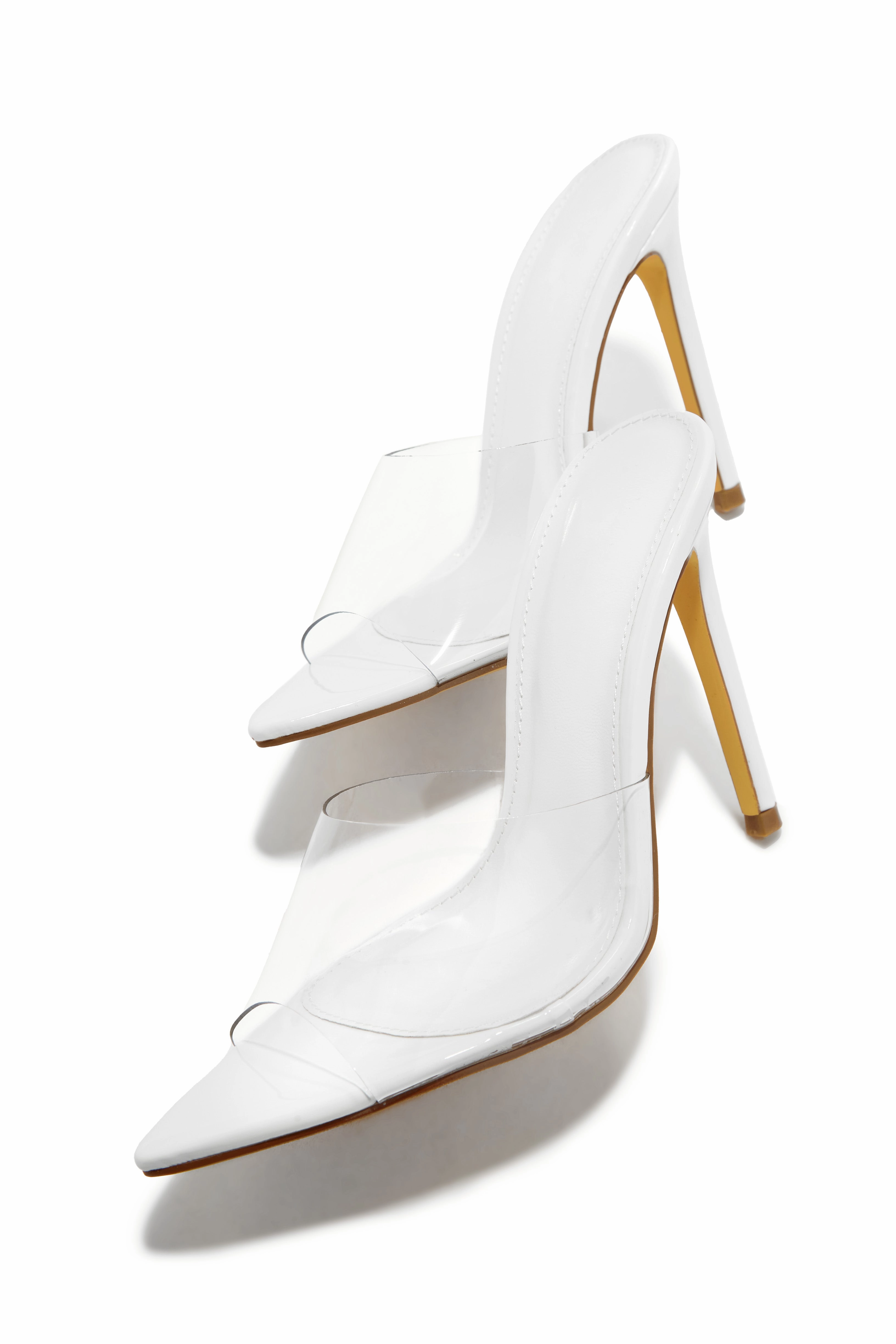 Ionic Clear Strap High Heel Mules - White