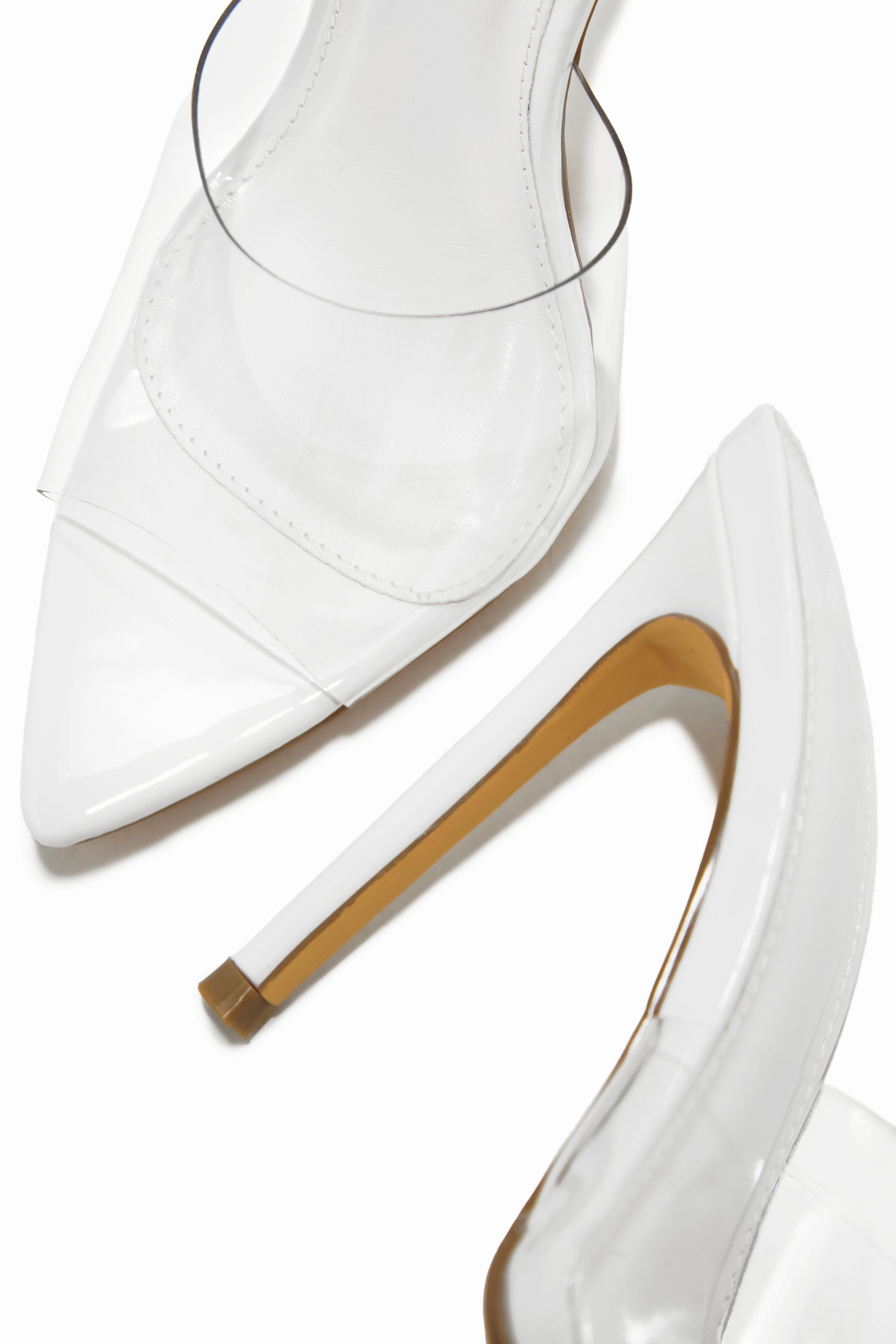 Ionic Clear Strap High Heel Mules - White
