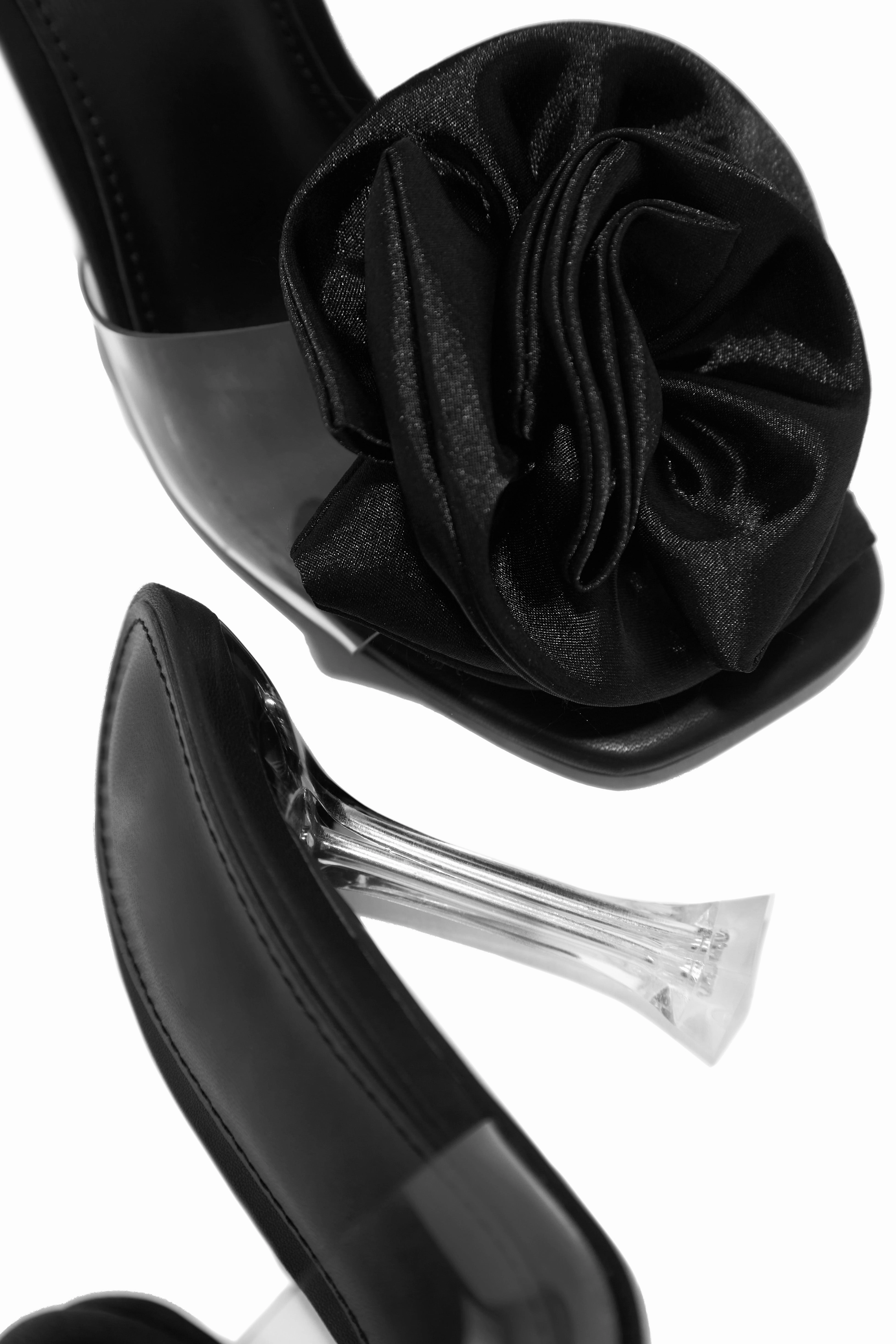 Jardine Floral Single Sole Mules - Black