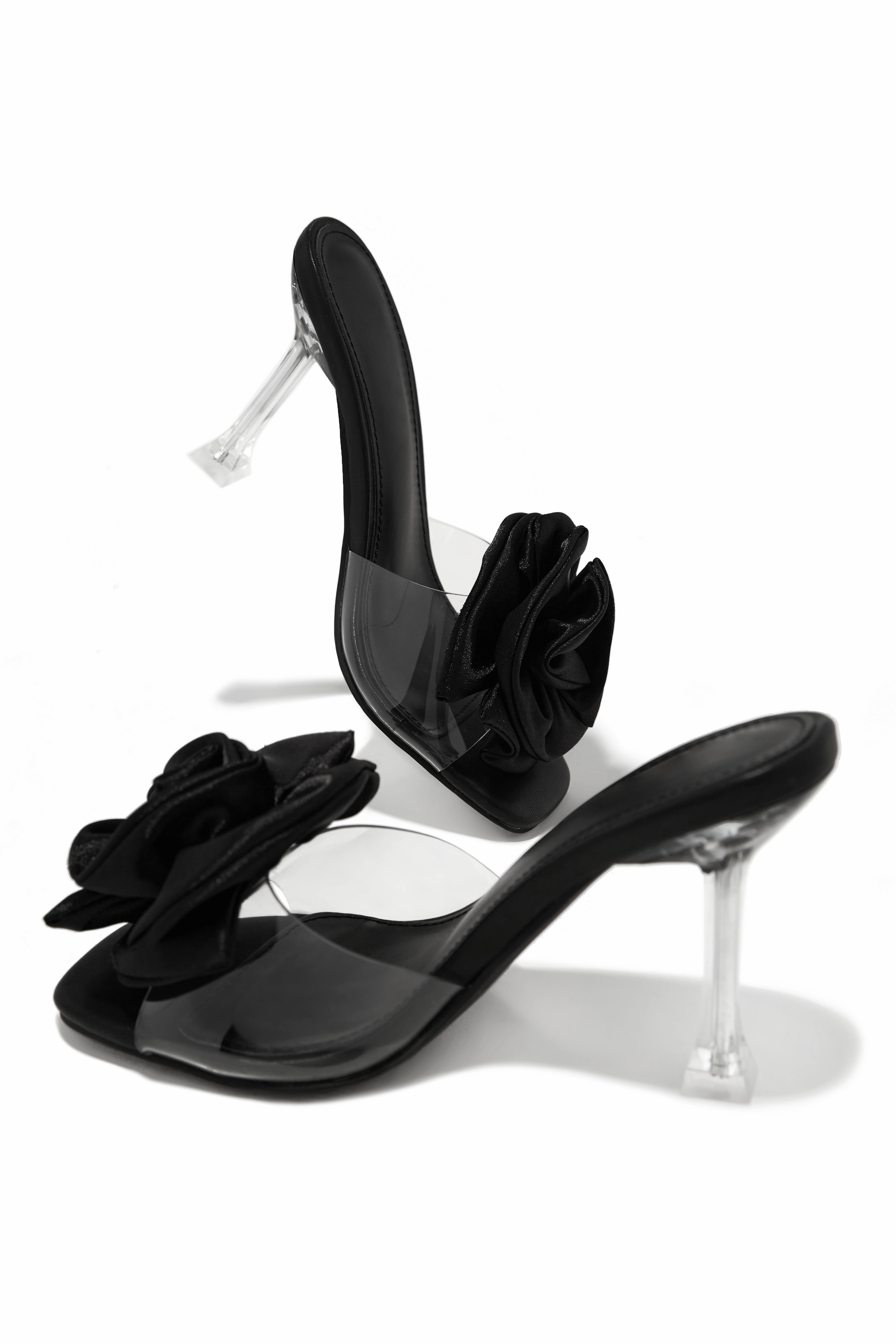 Jardine Floral Single Sole Mules - Black