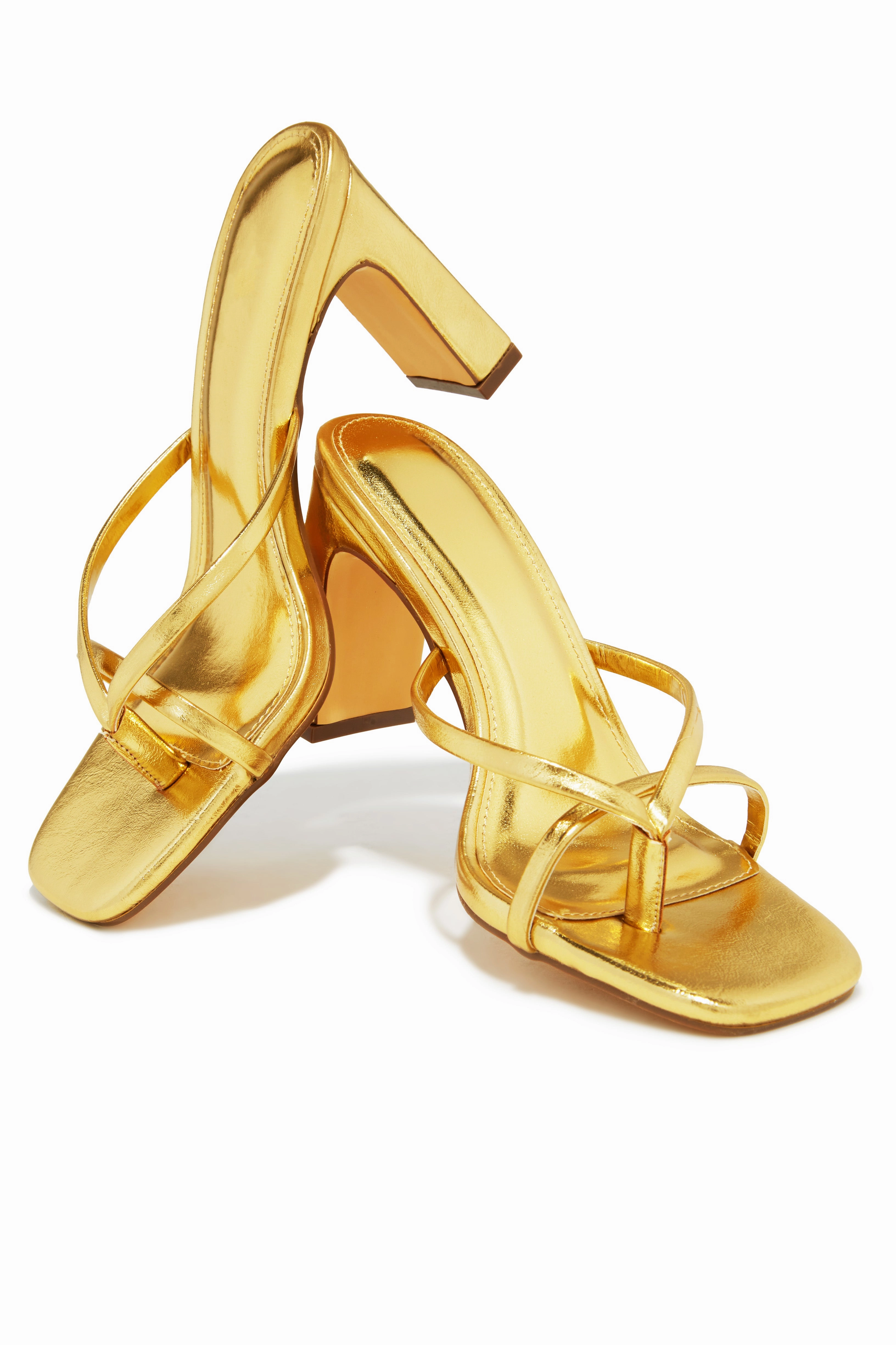 Jiani Mid Heel Mules - Gold