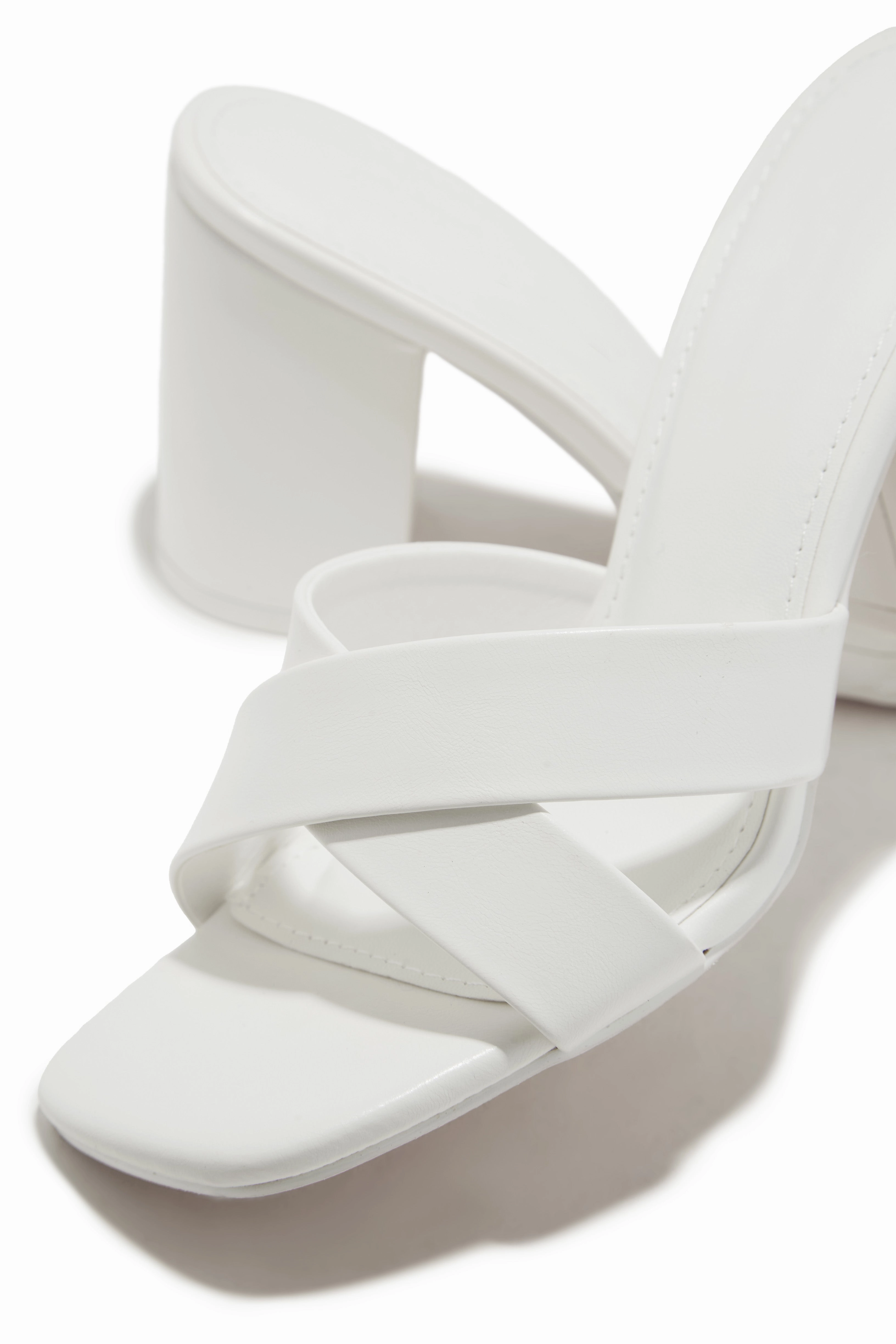 Joana Block Mid Heel Mules - White