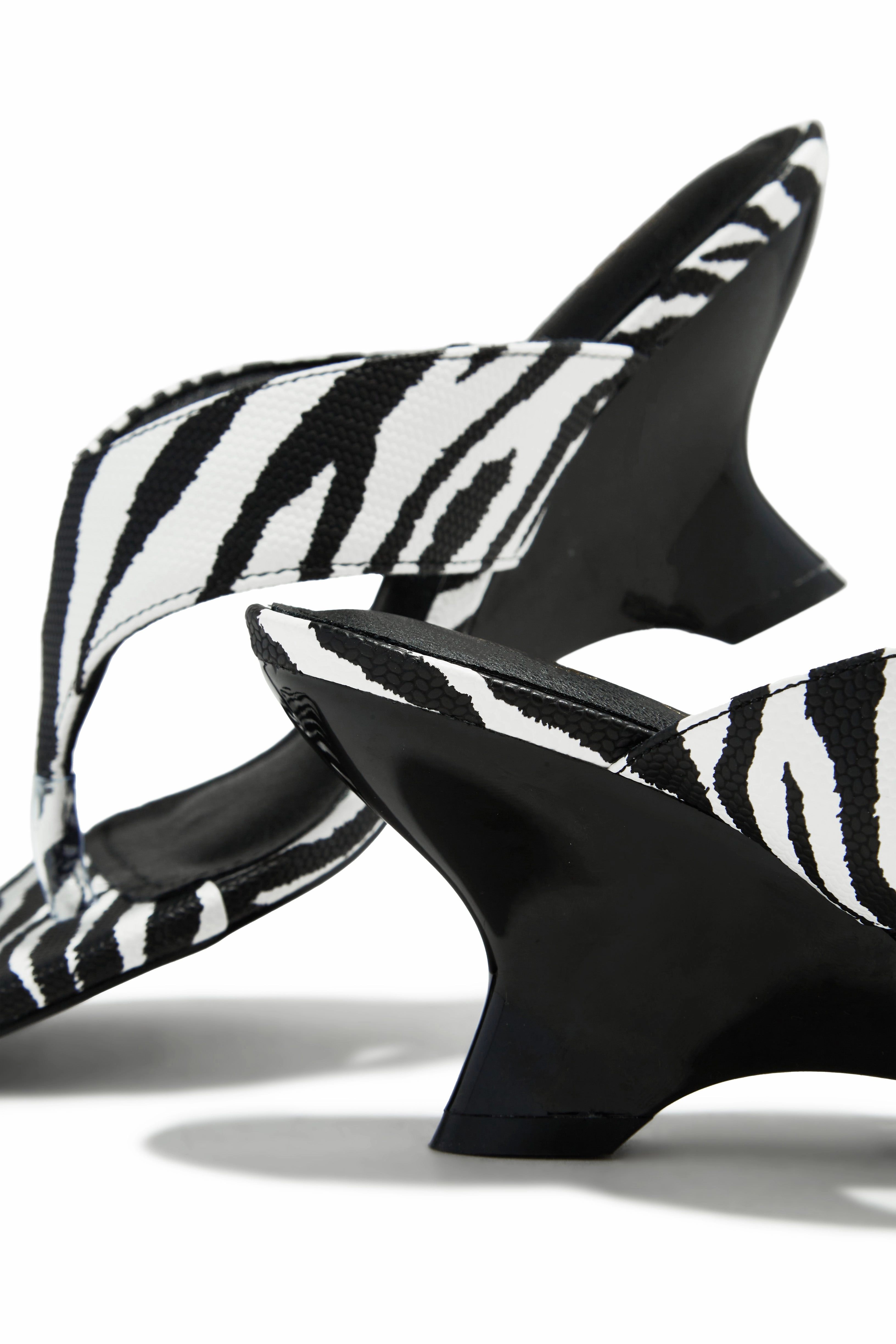 Kaline Thong Strap Mule Heels - Zebra