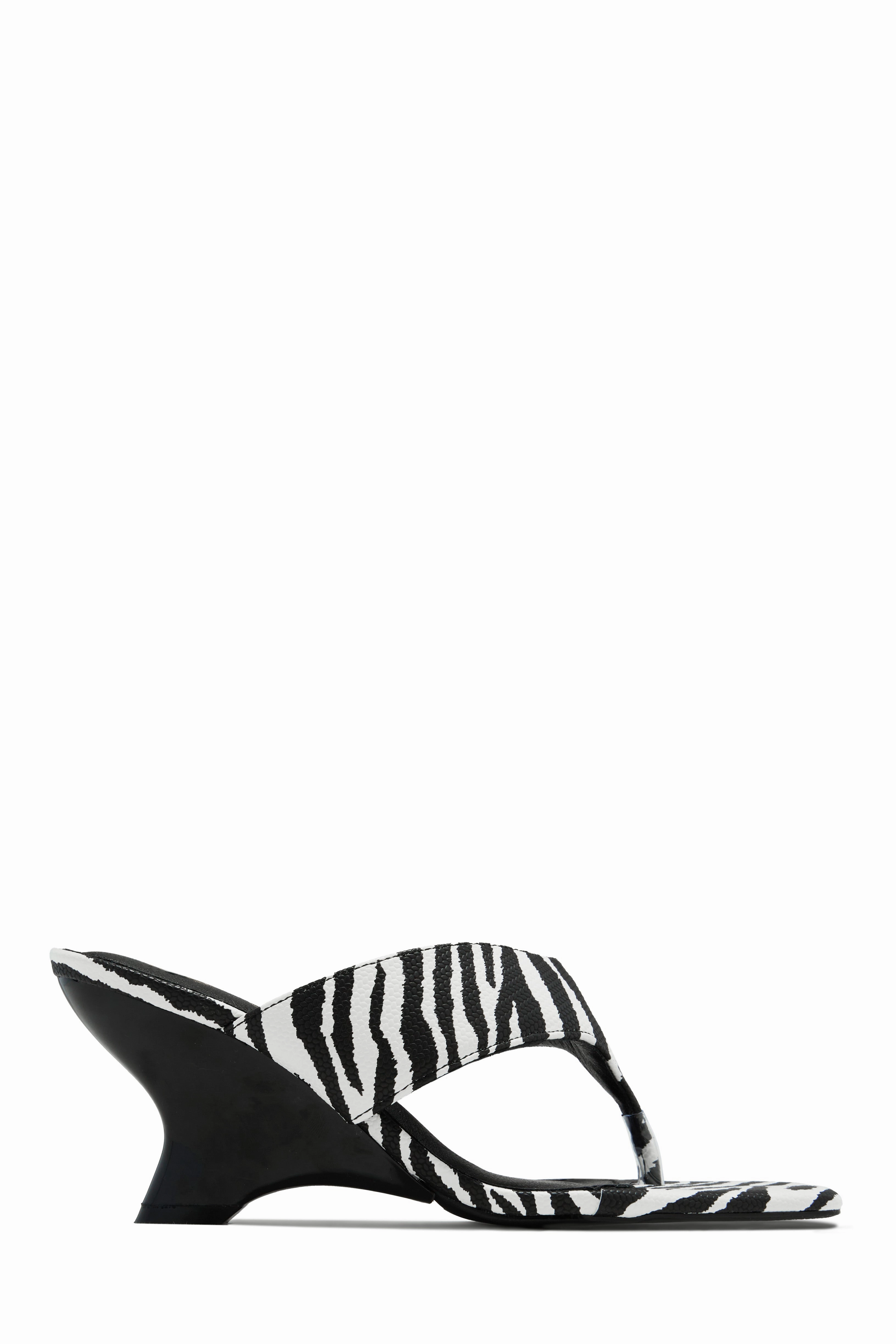 Kaline Thong Strap Mule Heels - Zebra