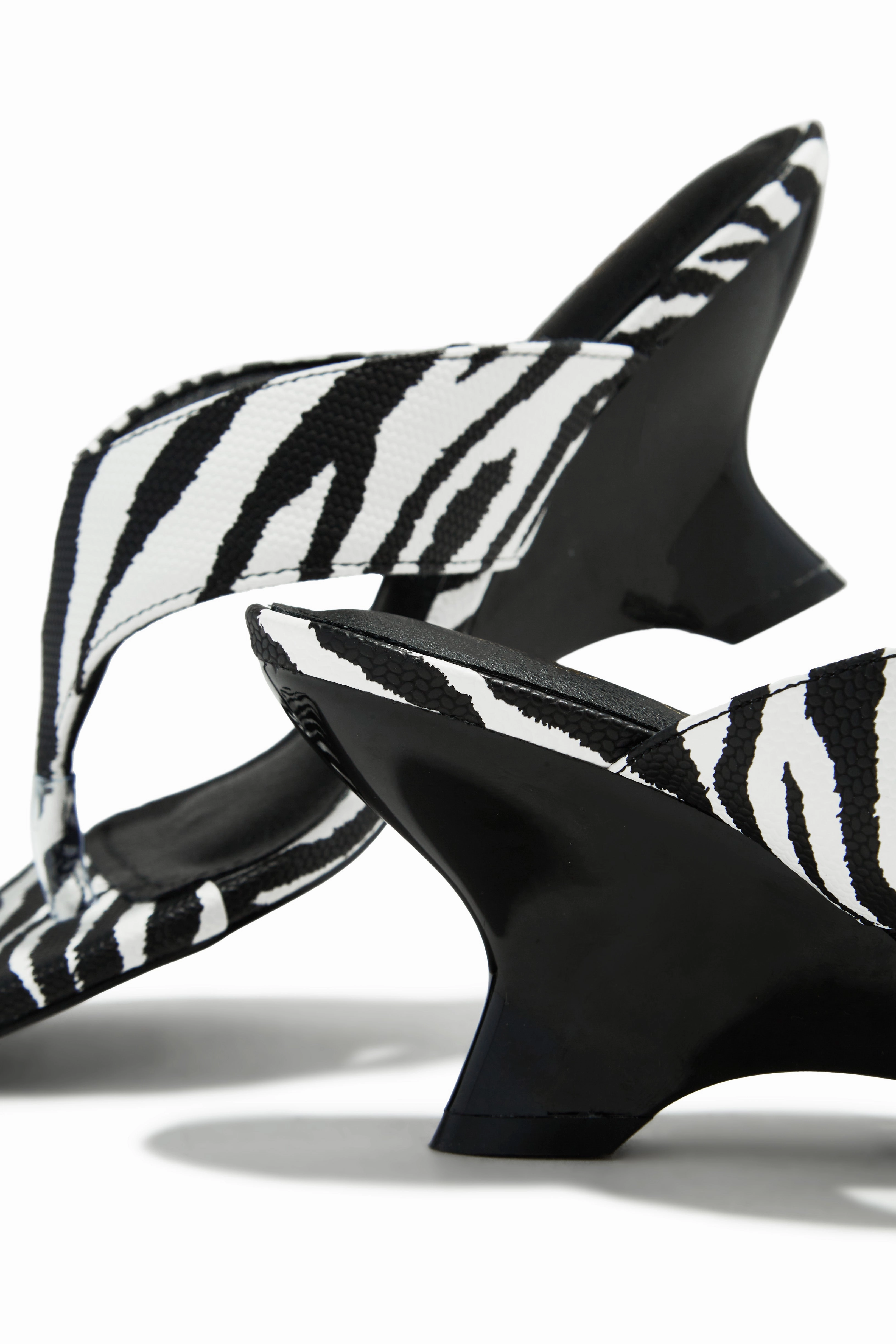 Kaline Thong Strap Mule Heels - Zebra