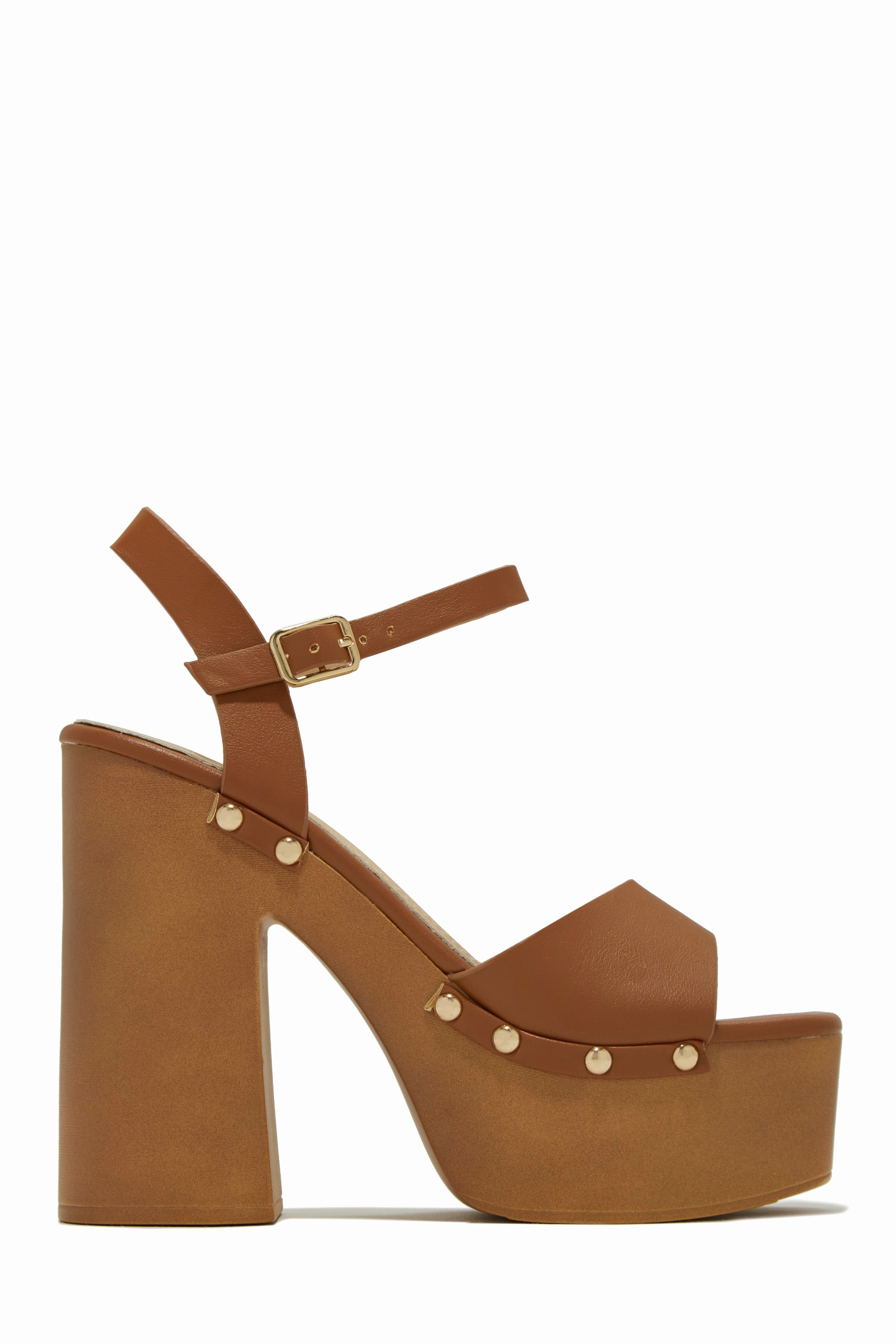 Kammy Platform Block High Heels - Gold