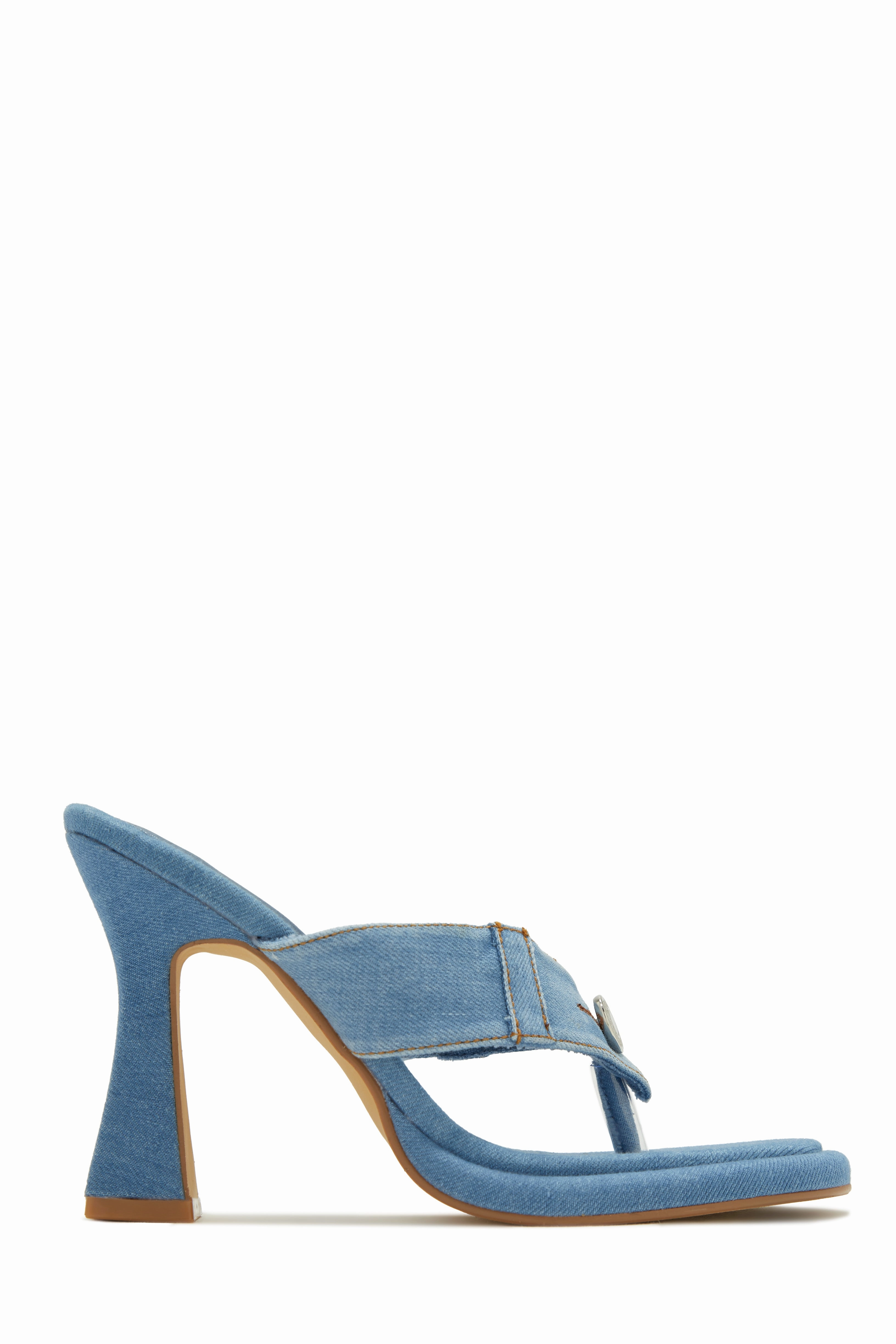 Kamora Thong Strap High Heel Mules - Denim