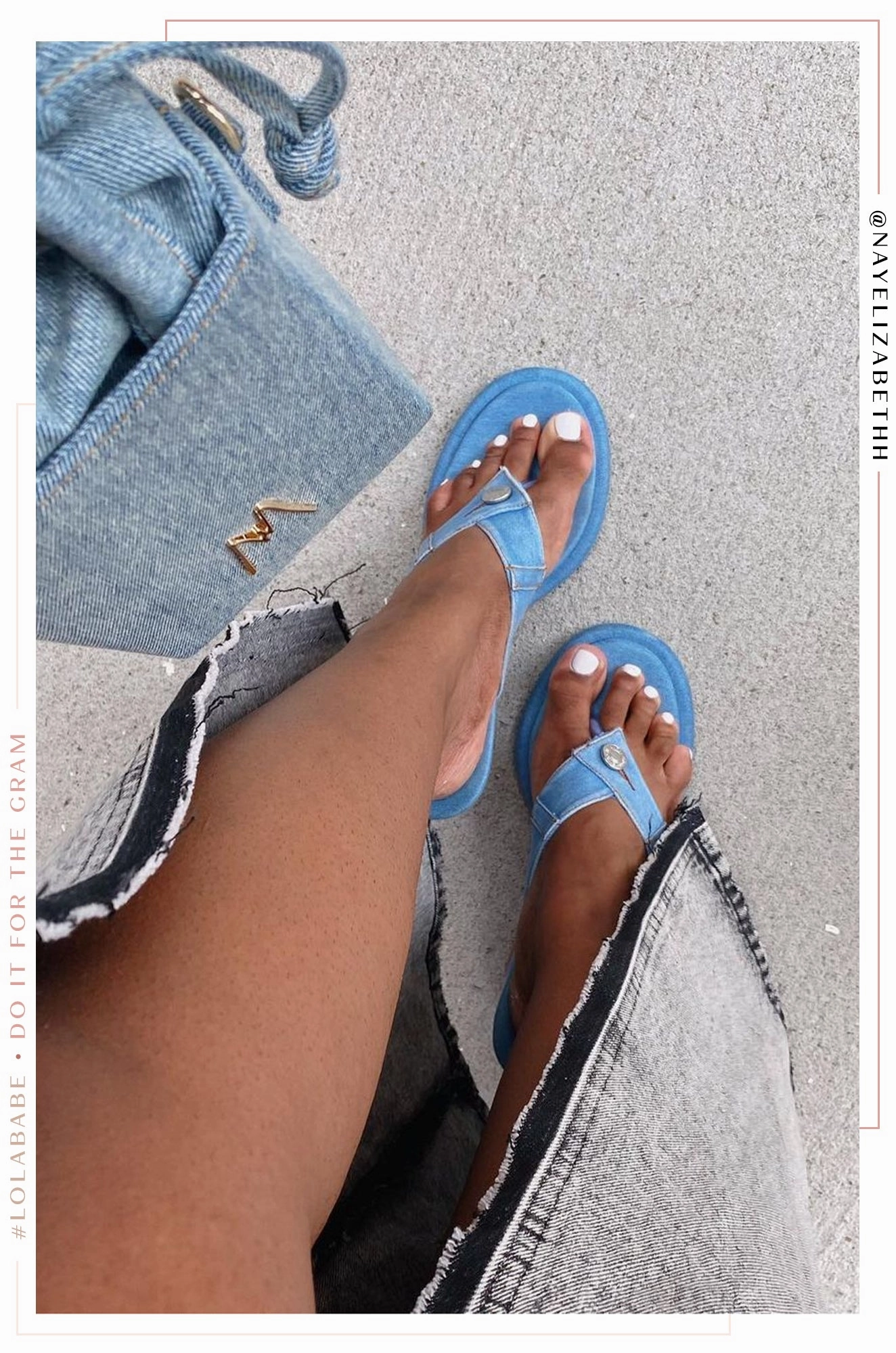 Kamora Thong Strap High Heel Mules - Denim