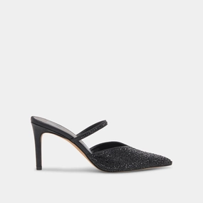 Kanika Crystal Heels - Black Metallic Fabric