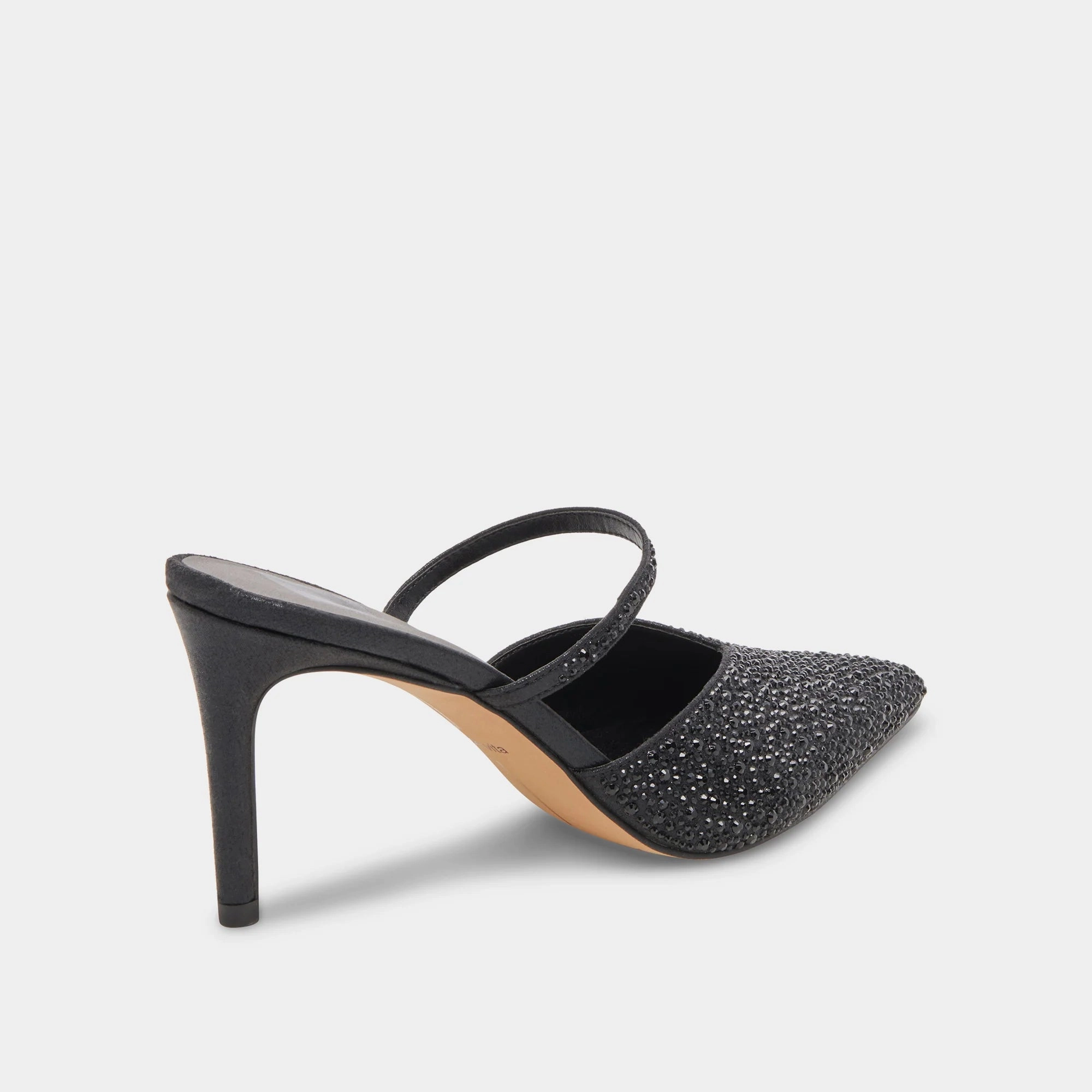 Kanika Crystal Heels - Black Metallic Fabric
