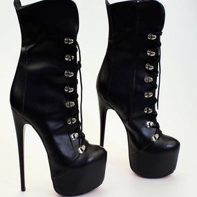 Lace Up Black Platform Booties