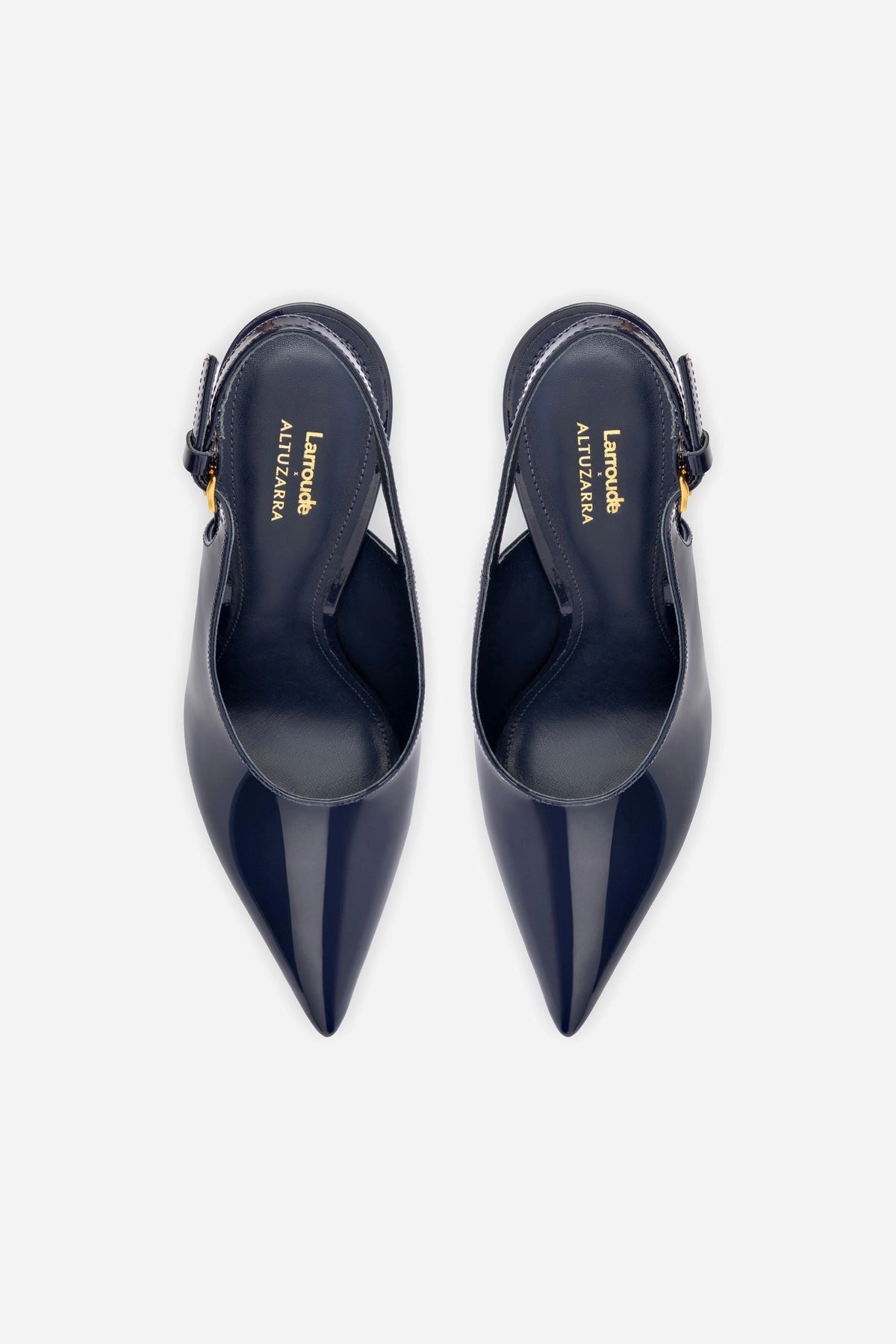 Larroudé x Altuzarra Pump In Navy Patent Leather
