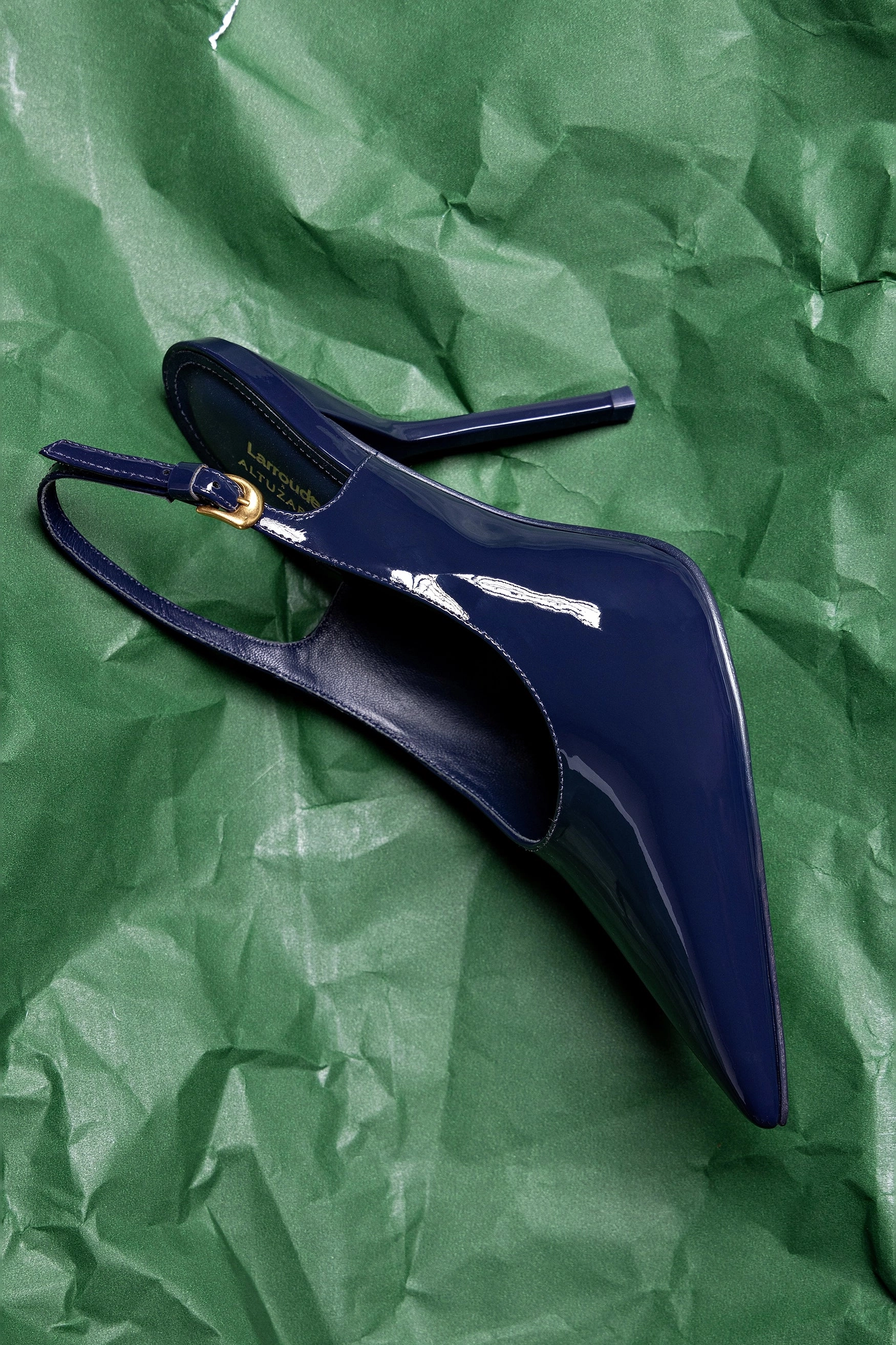 Larroudé x Altuzarra Pump In Navy Patent Leather