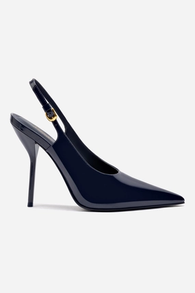 Larroudé x Altuzarra Pump In Navy Patent Leather