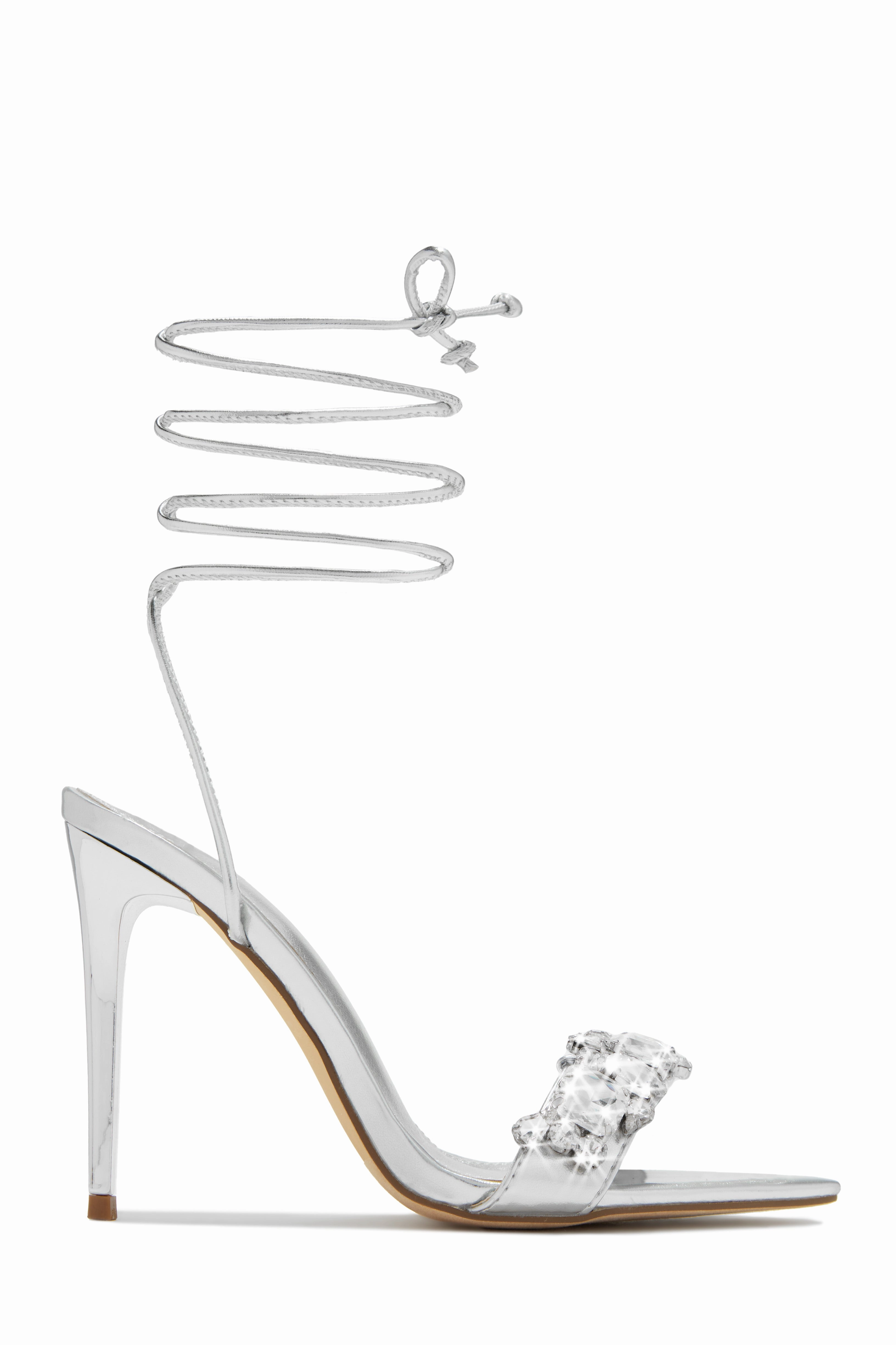 Love & Affection Embellished Lace Up High Heels - Gold