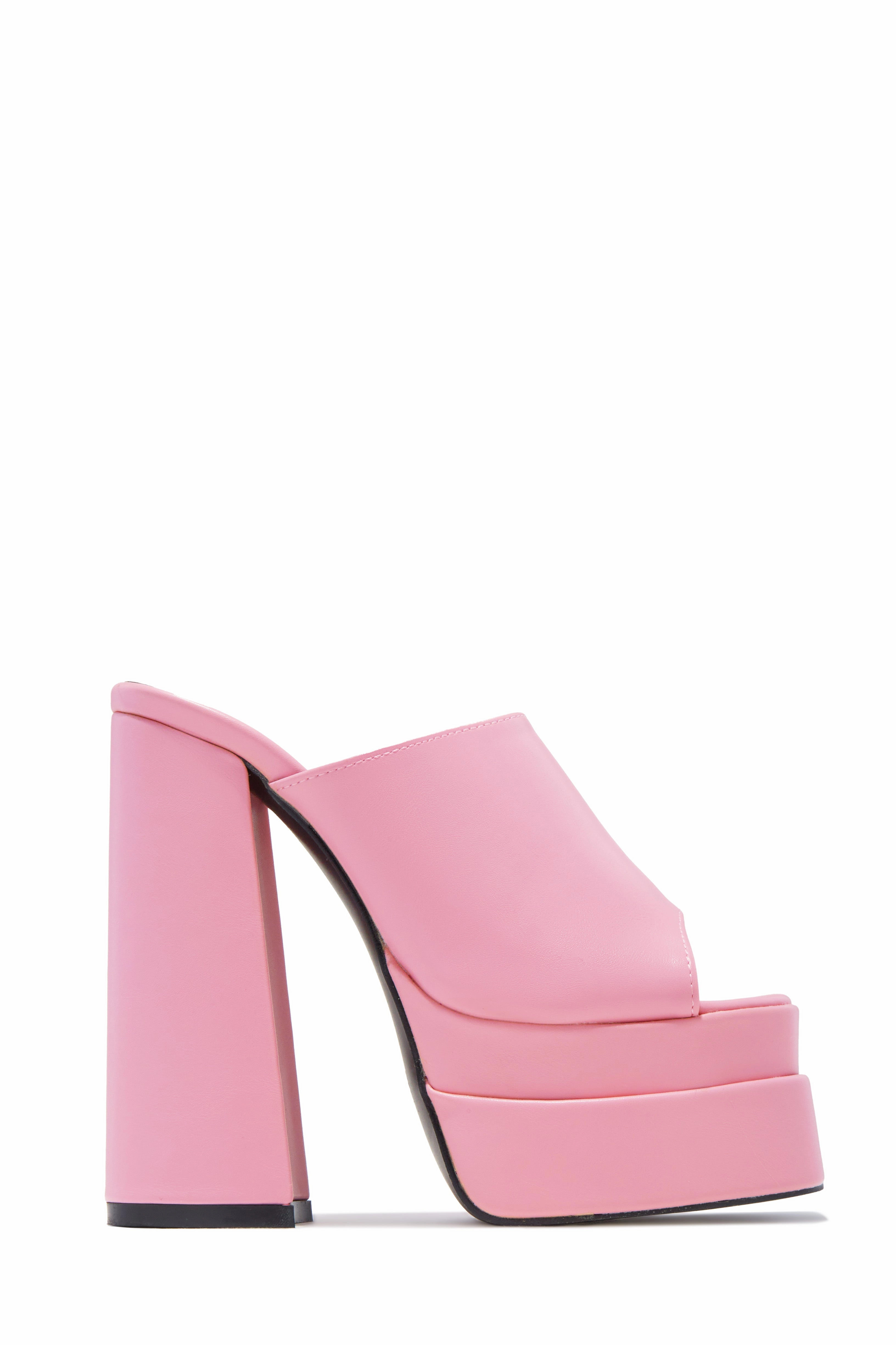 Lynden Platform Block Heel Mules - Pink