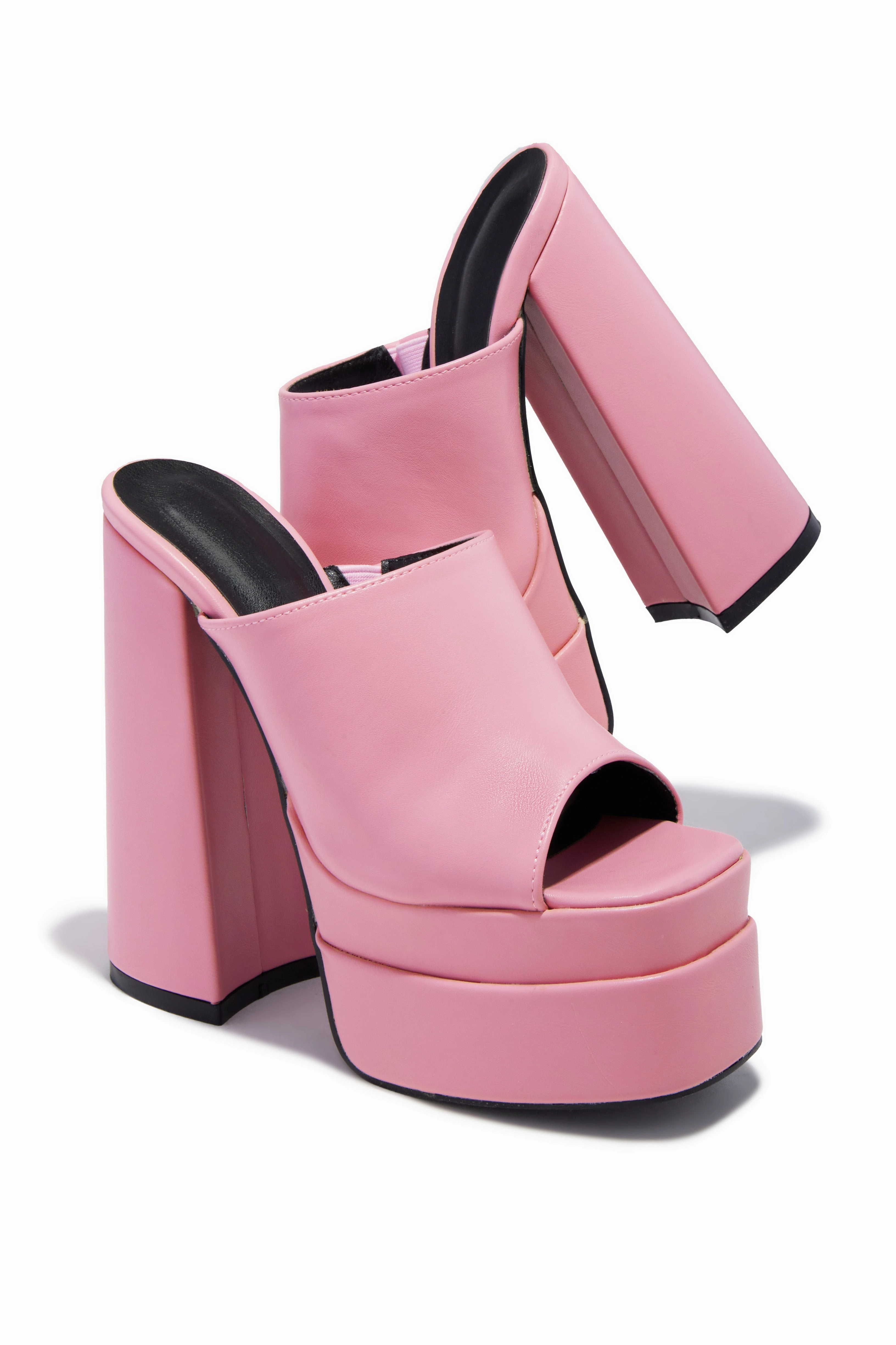 Lynden Platform Block Heel Mules - Pink