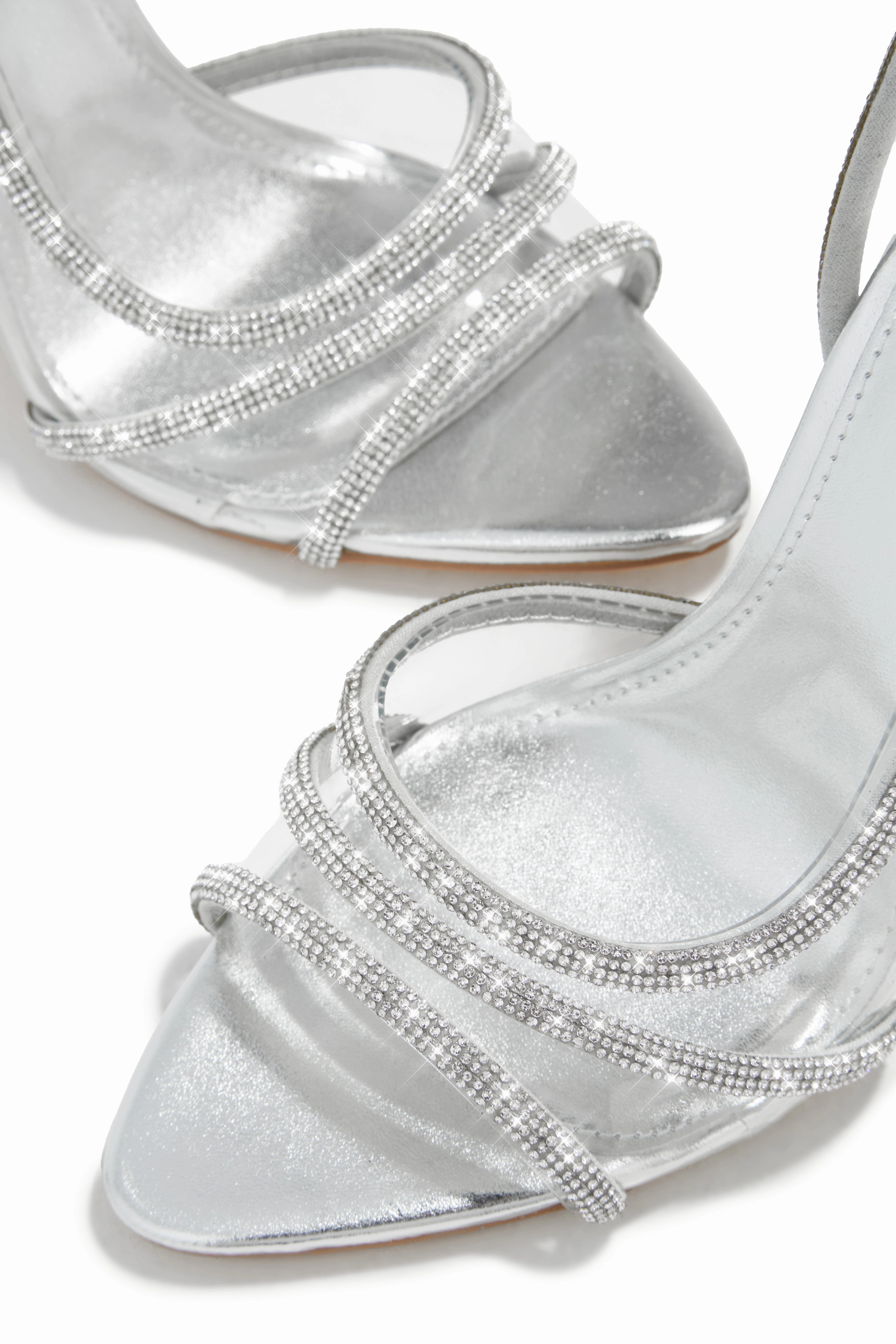 Mallory Embellished High Heels - Silver