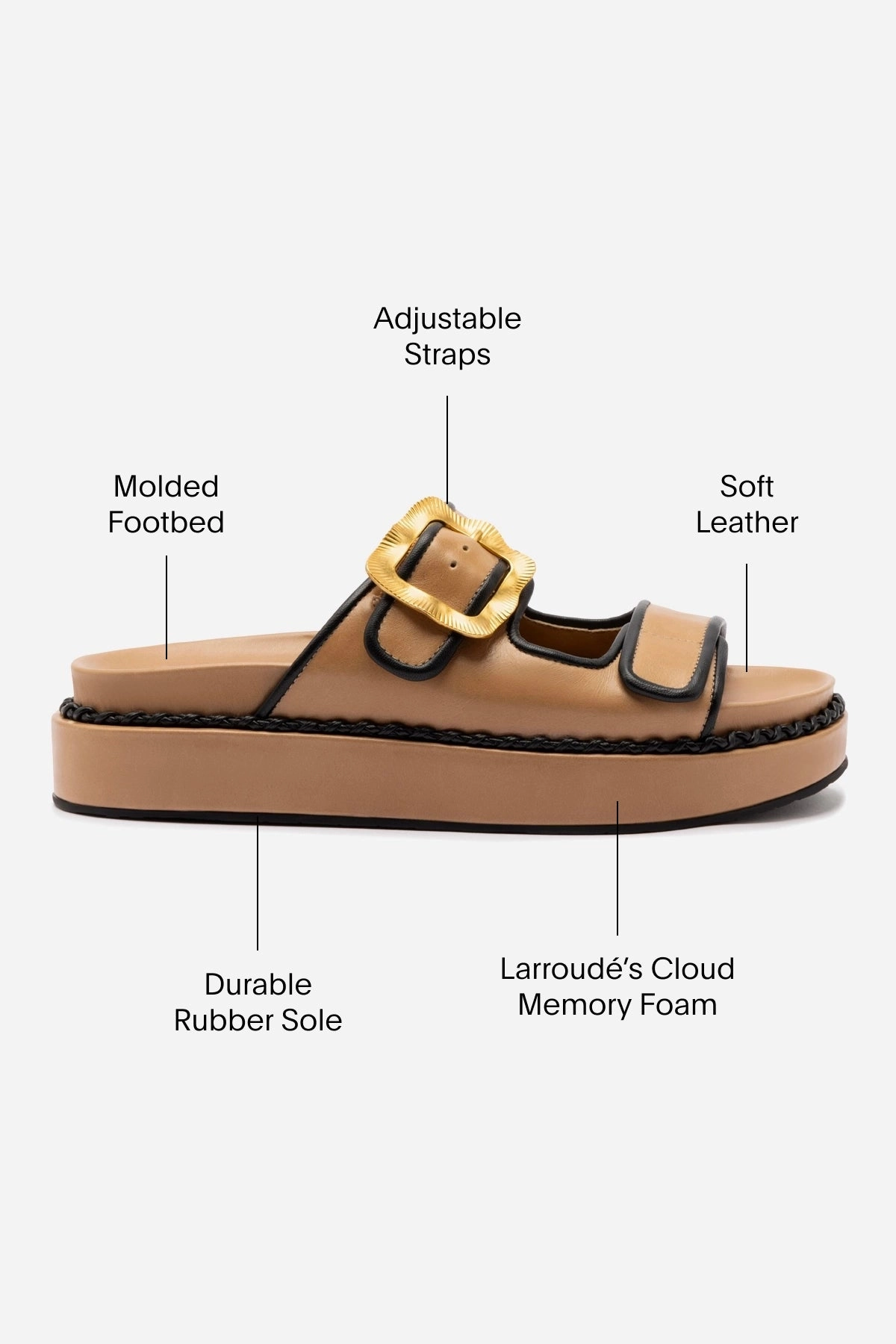 Maui Slide In Hazelnut Leather and Black Trimming