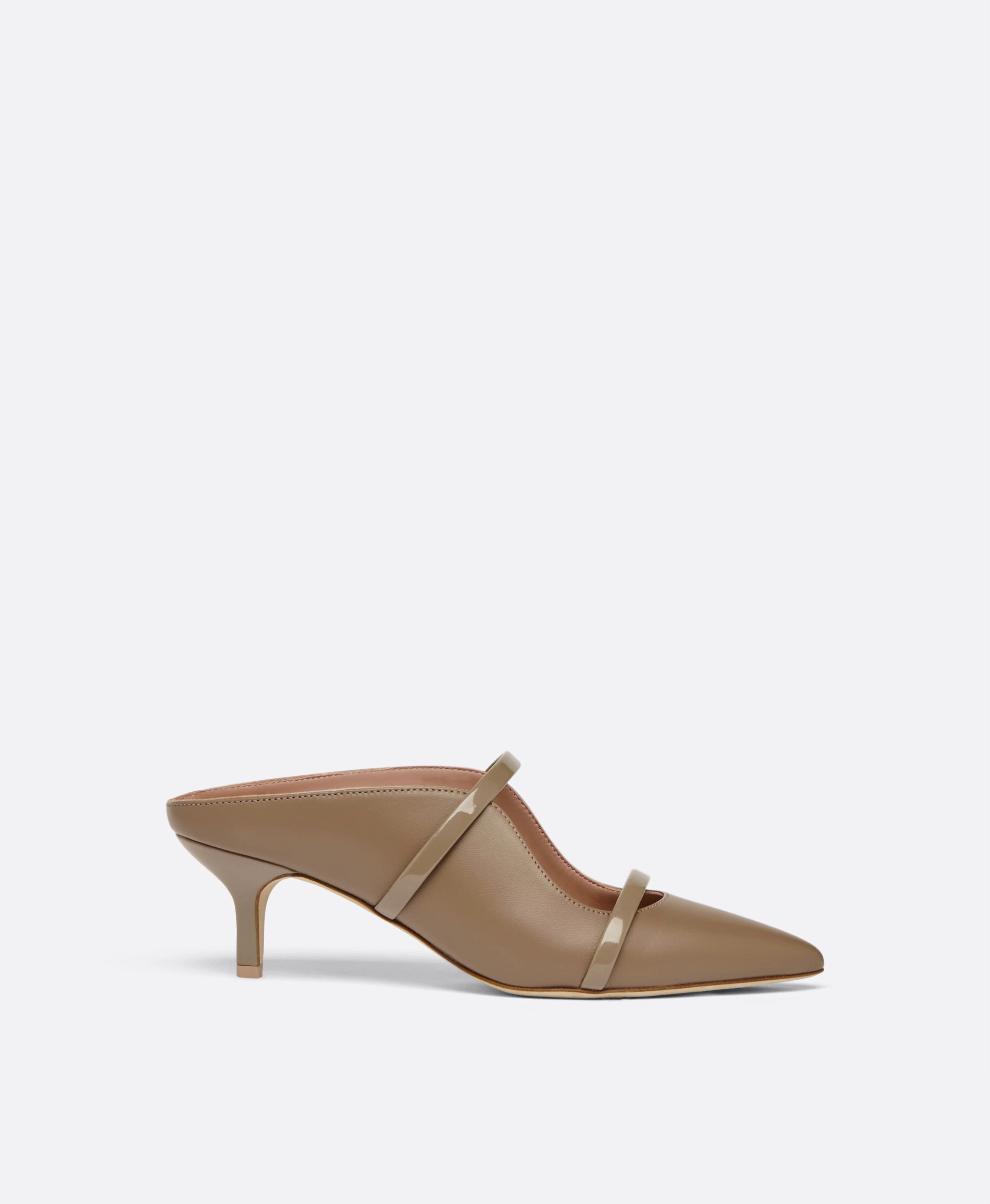 Maureen 45 Taupe Leather Kitten Heels