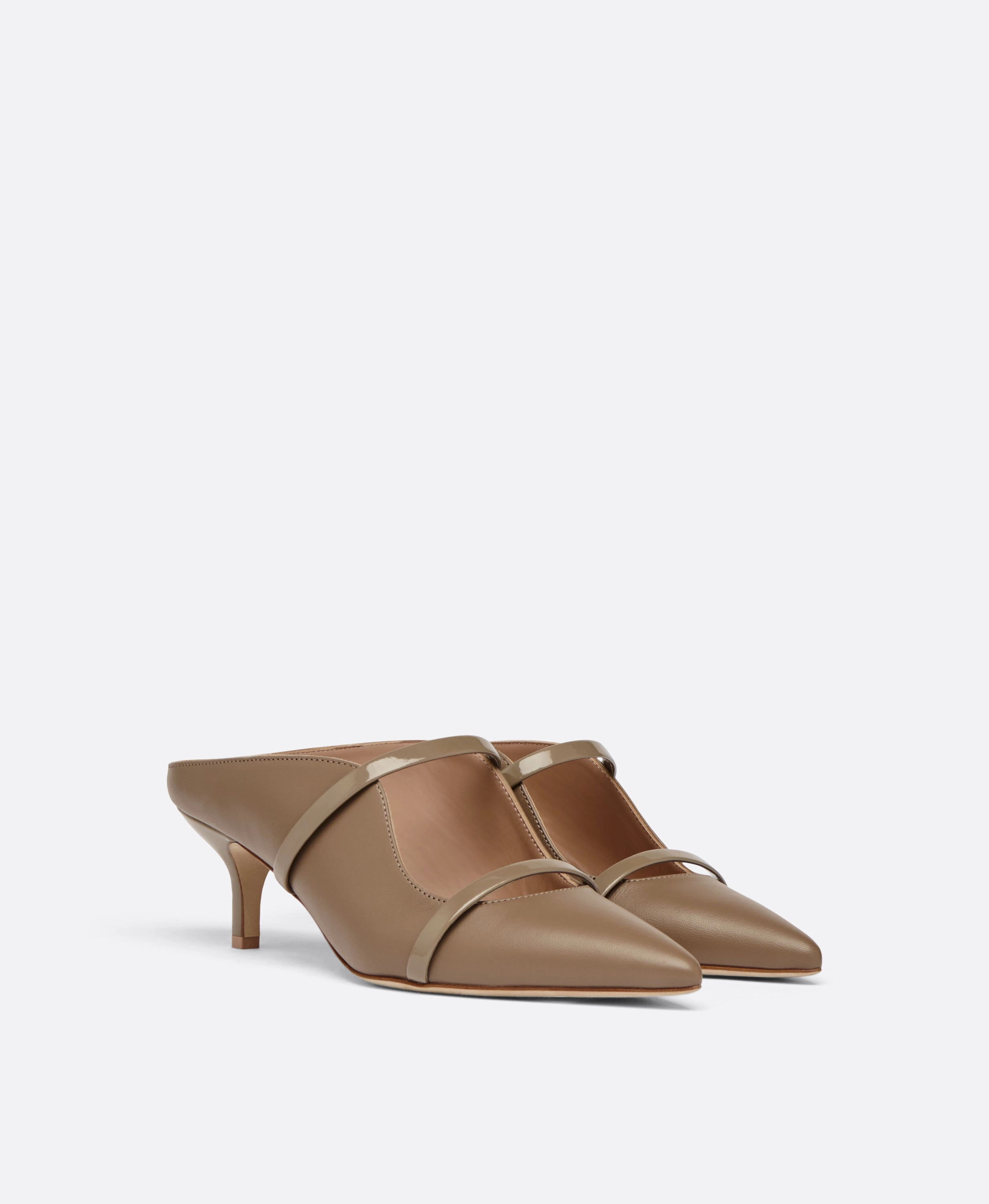 Maureen 45 Taupe Leather Kitten Heels