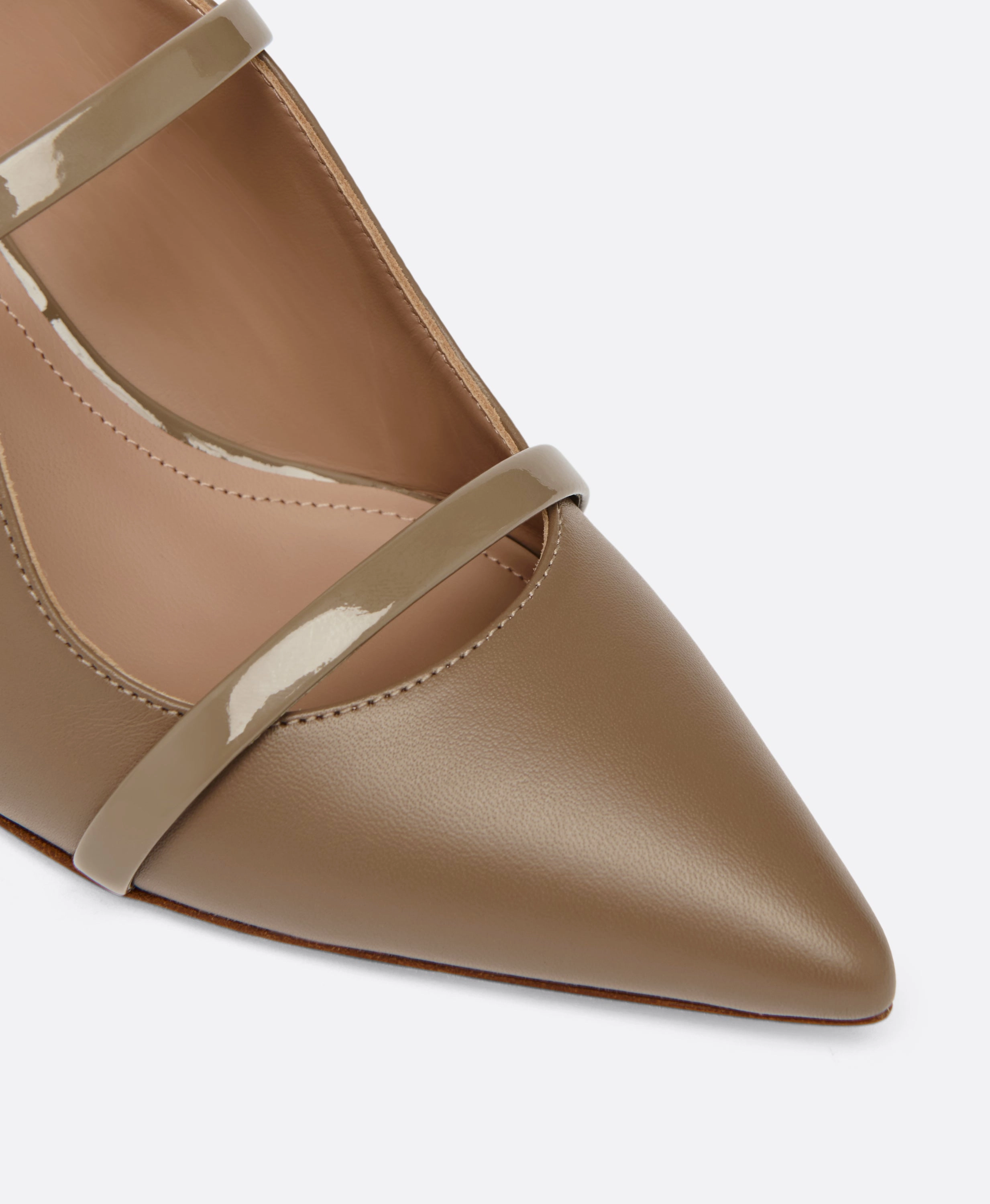 Maureen 45 Taupe Leather Kitten Heels