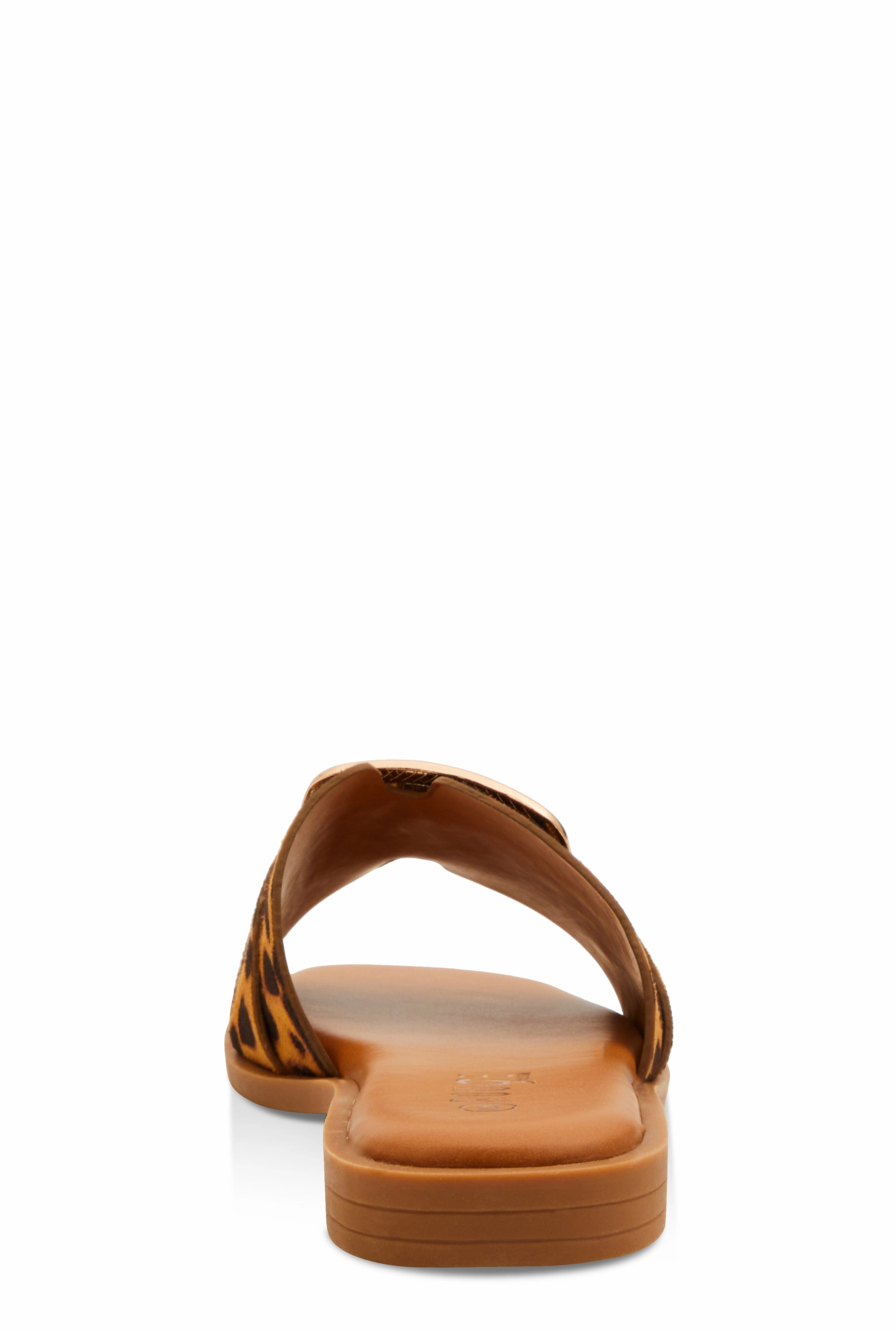 Metallic Pendant Square Toe Slide Sandals
