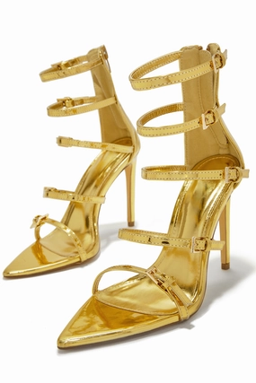 Milani Single Sole Multi Strap High Heels - Gold