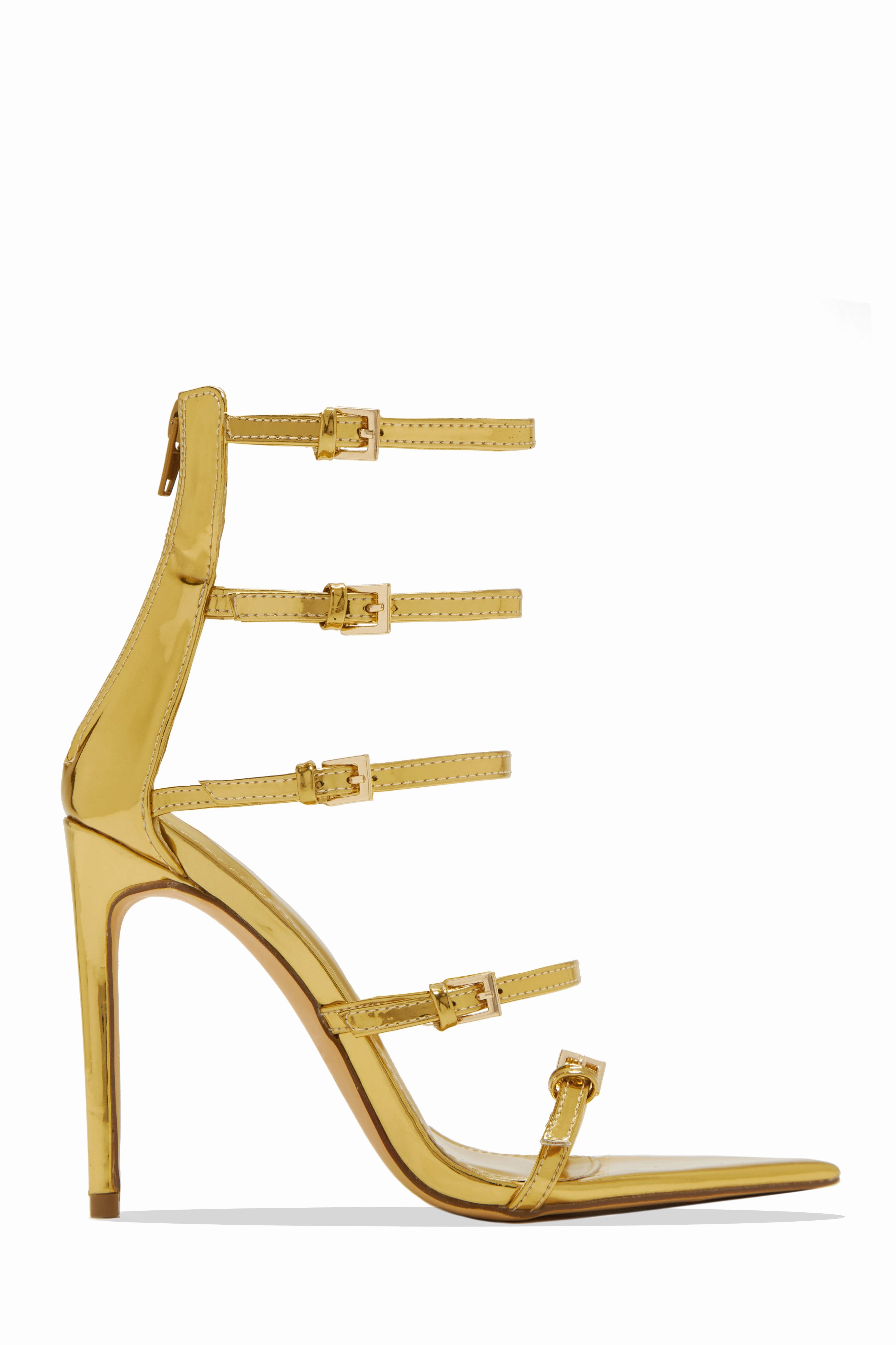 Milani Single Sole Multi Strap High Heels - Gold