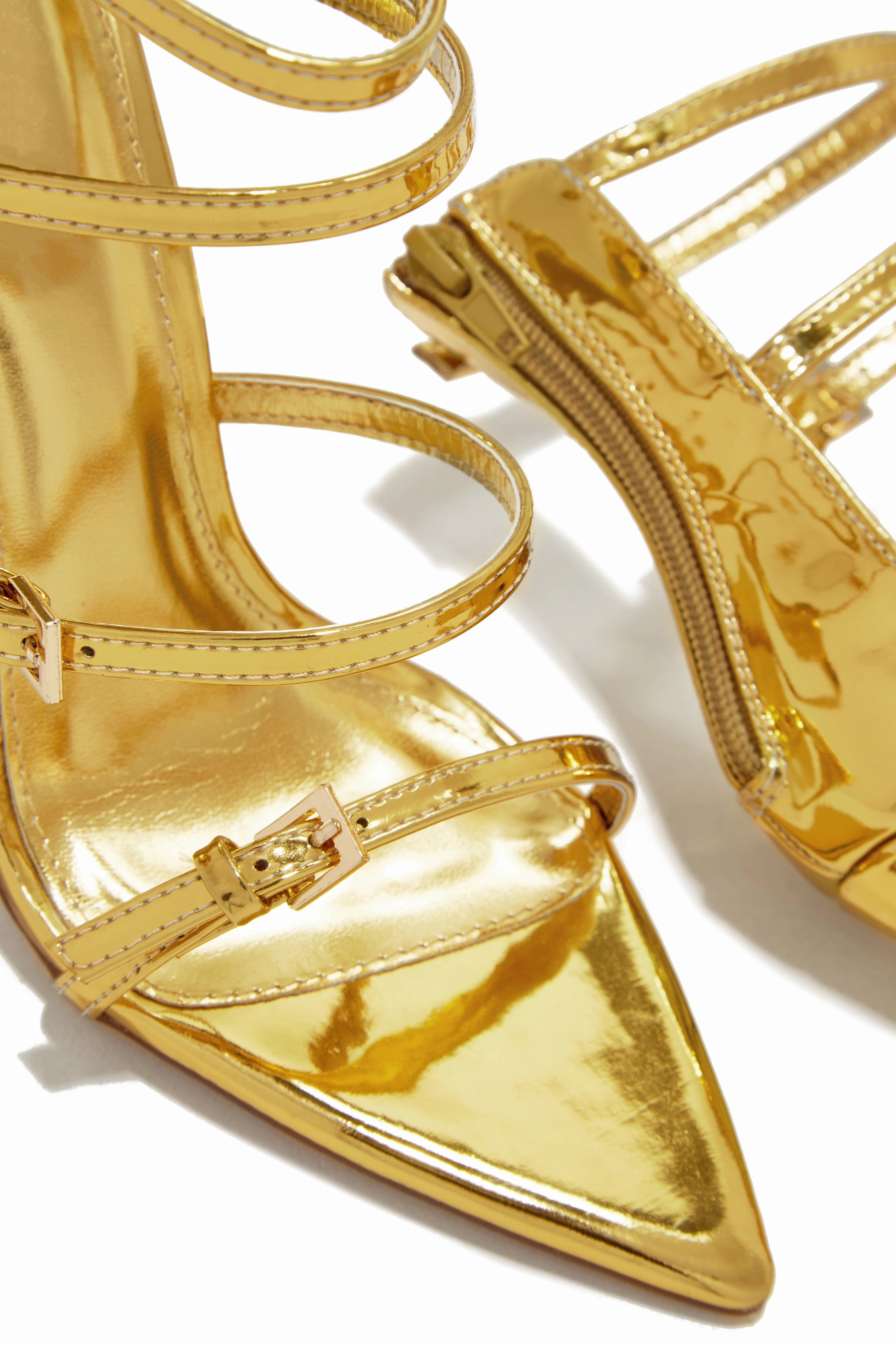 Milani Single Sole Multi Strap High Heels - Gold