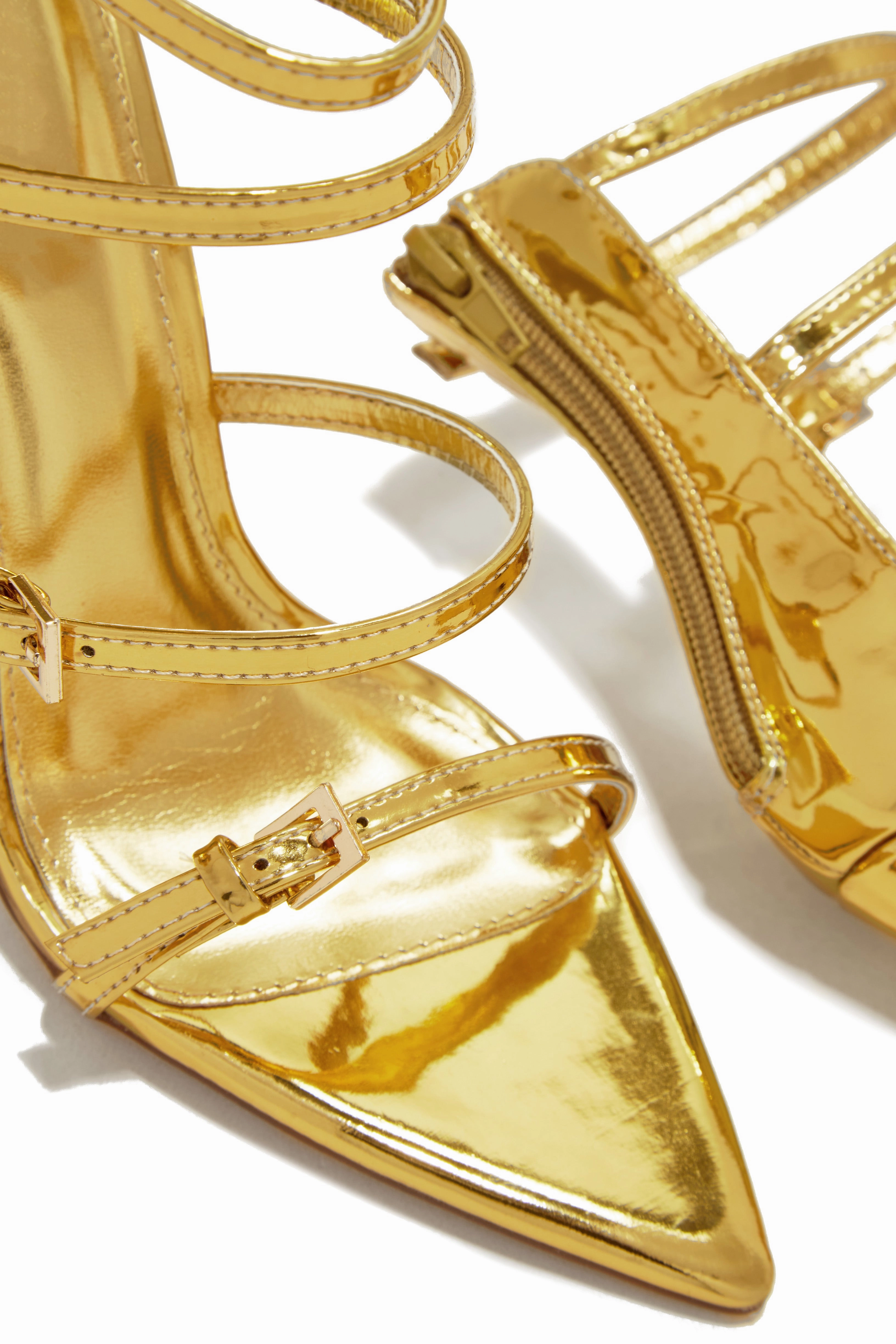 Milani Single Sole Multi Strap High Heels - Gold