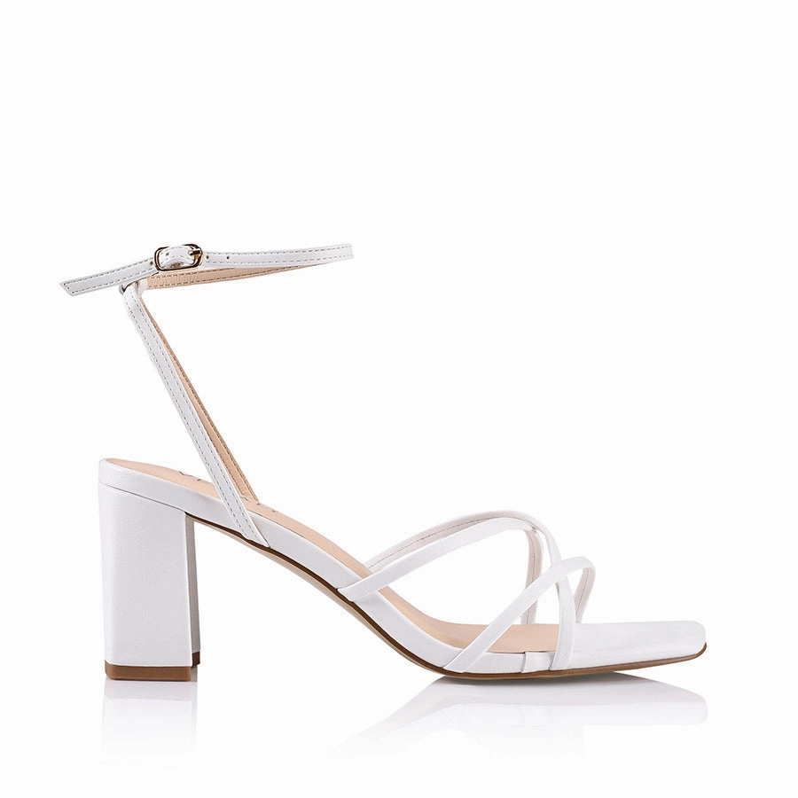 Nakita Block Heel Sandals - White Smooth