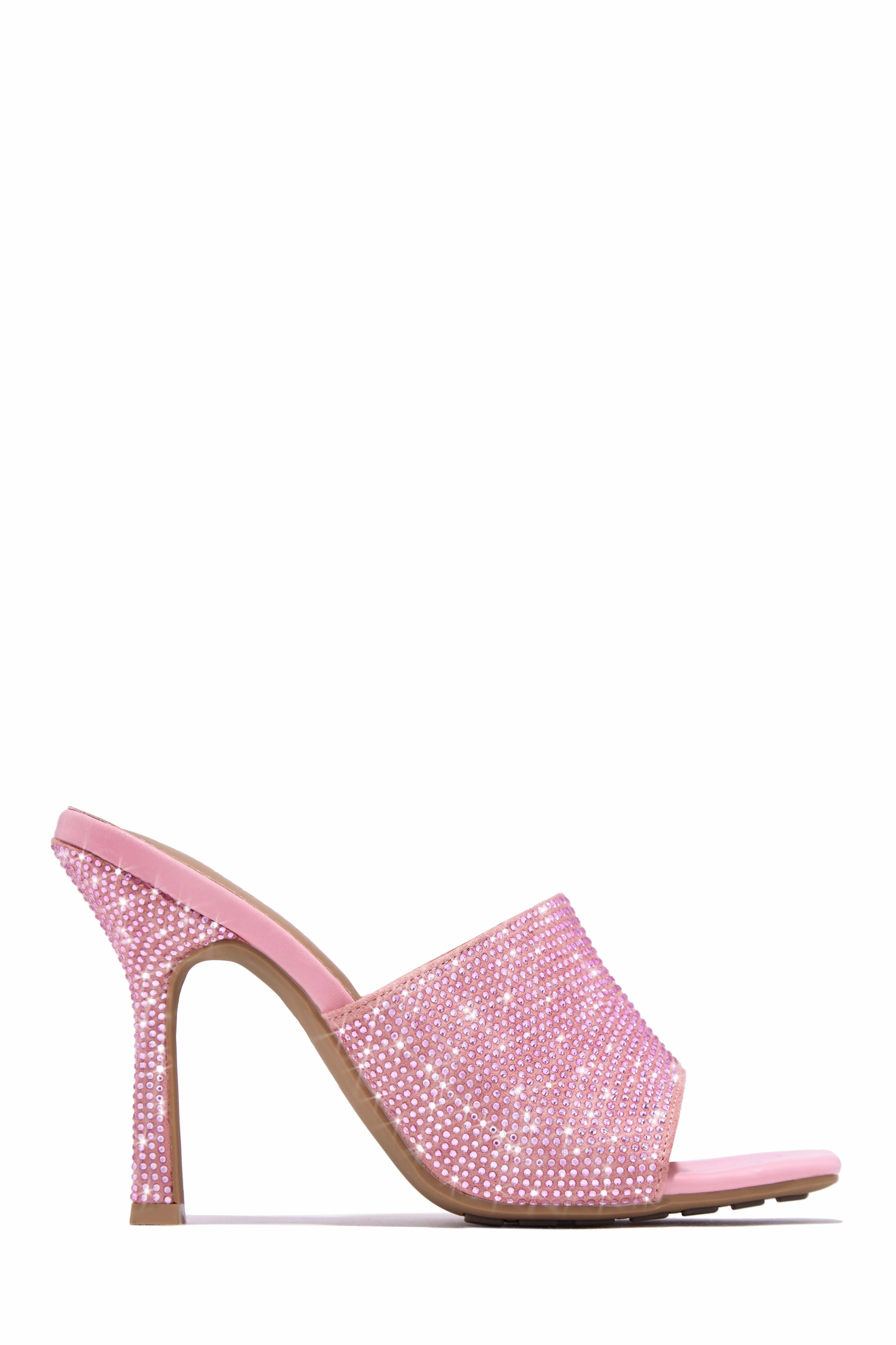 Nikkie Embellished High Heel Mules - Gold