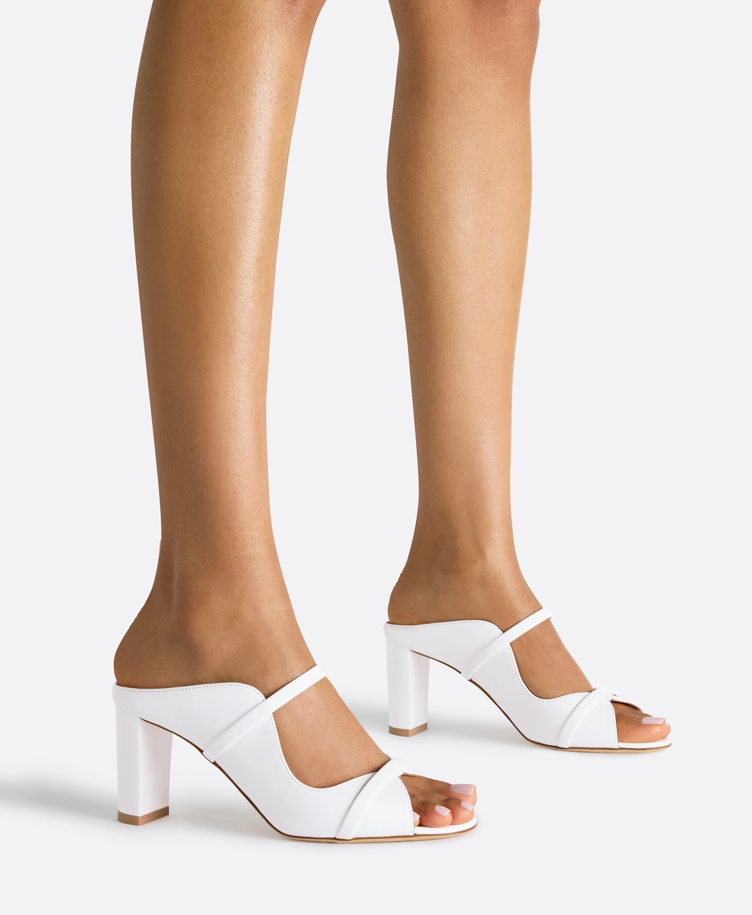 Norah 70 White Leather Heeled Sandals